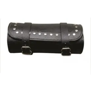 Pebble Grain Finish Leather Studded Round Tool Bag