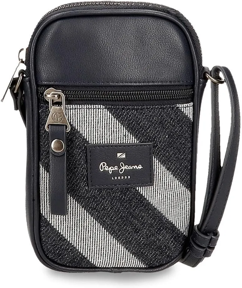 Pepe Jeans Celine Messenger Bag Mobile Phone Bag Blue 11x17.5x2.5cm Polyester with Faux Leather Details by Joumma Bags, blue, Shoulder Bag Mobile Phone Case, Blue, Shoulder Bag Mobile Phone Case
