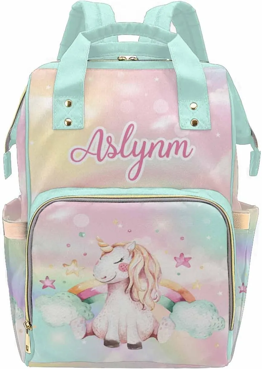 Personalized Baby Diaper Bag with Name for Holiday, Custom Nursing Mommy Daypack for Travel with Large Capacity for Women/Mom