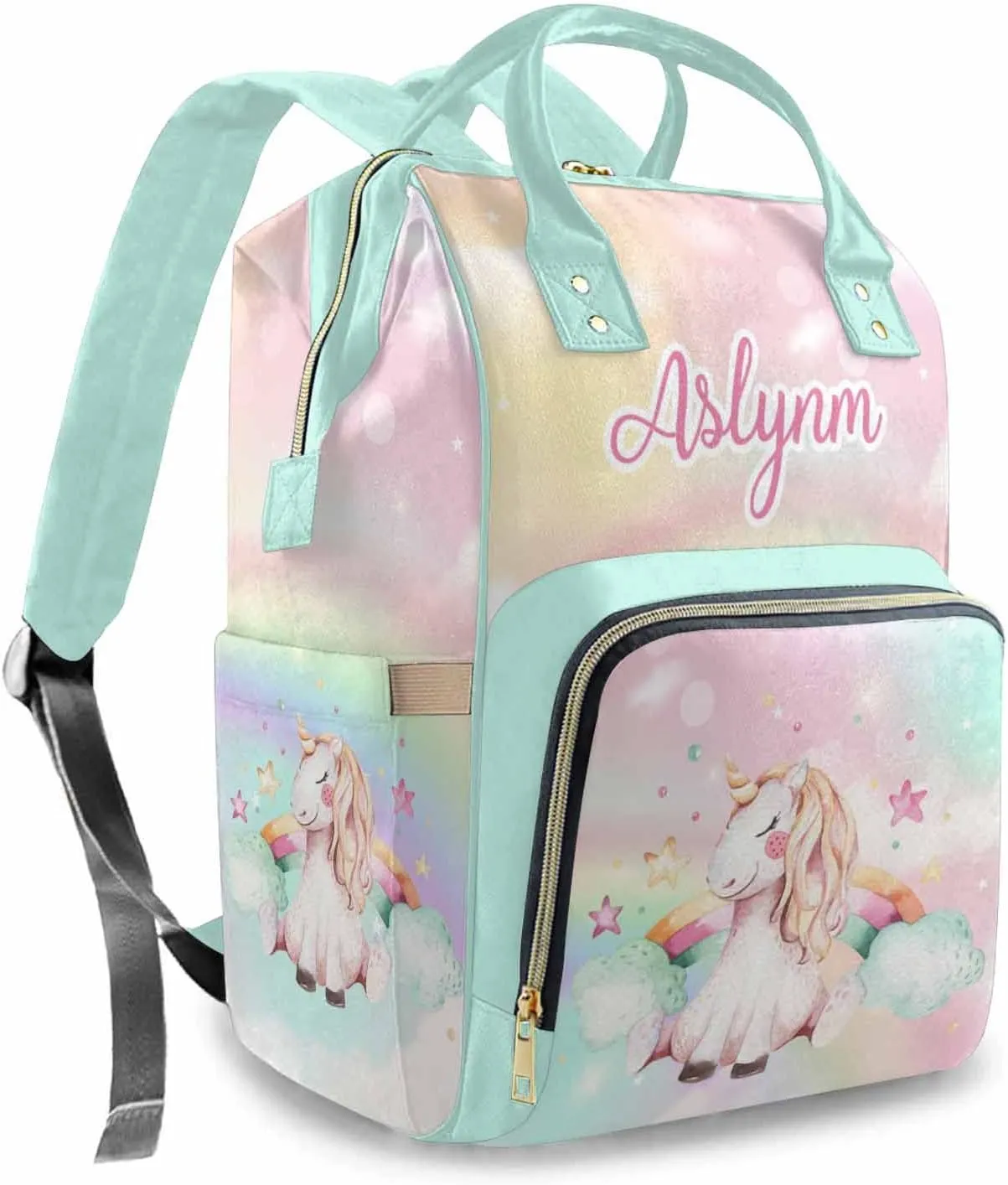Personalized Baby Diaper Bag with Name for Holiday, Custom Nursing Mommy Daypack for Travel with Large Capacity for Women/Mom