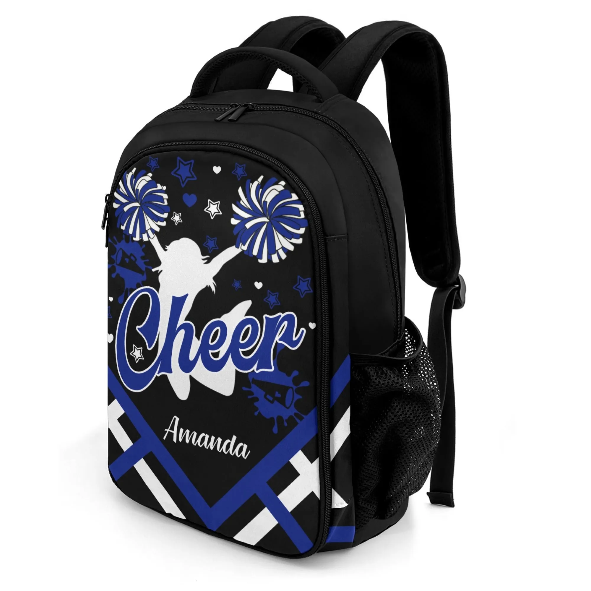 Personalized Cheer Cheerleader Blue Gold Green Orange Purple Red All Over Print Student's Name Backpacks