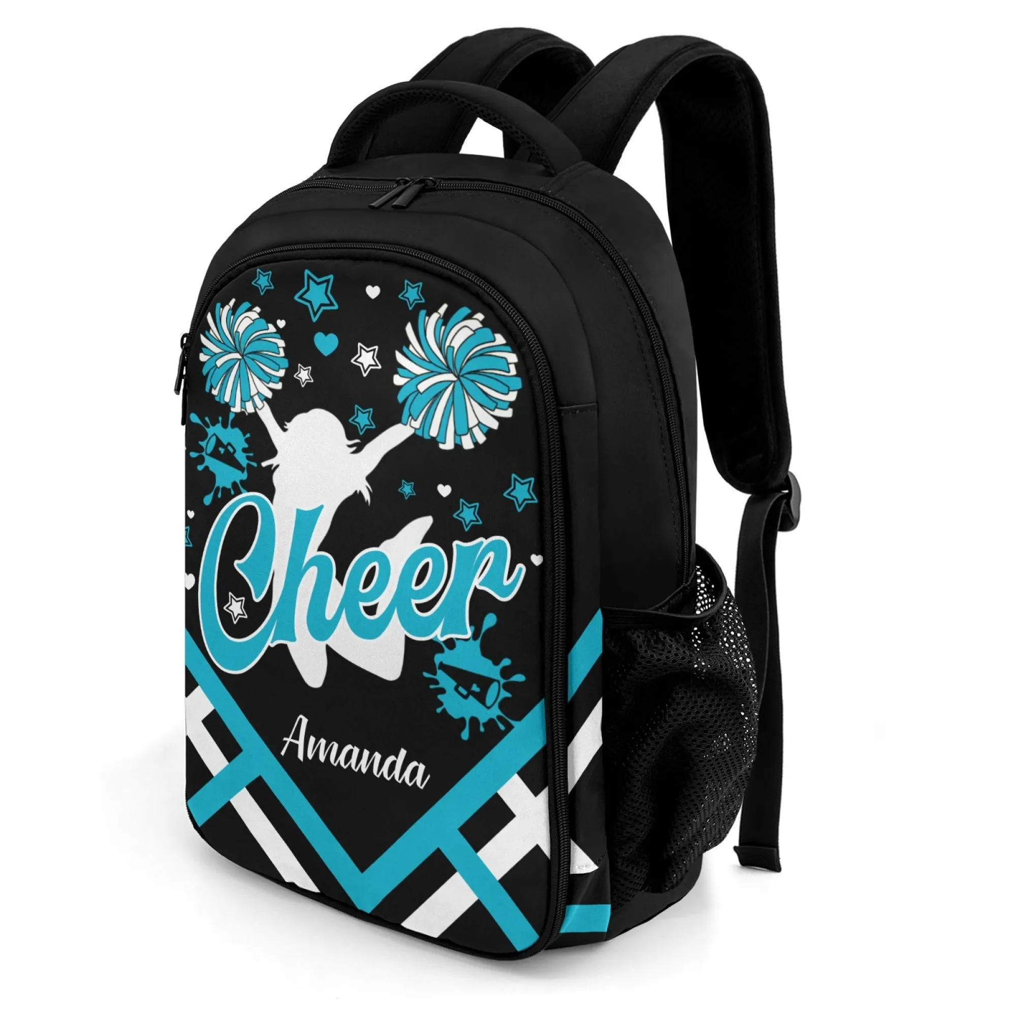 Personalized Cheer Cheerleader Blue Gold Green Orange Purple Red All Over Print Student's Name Backpacks