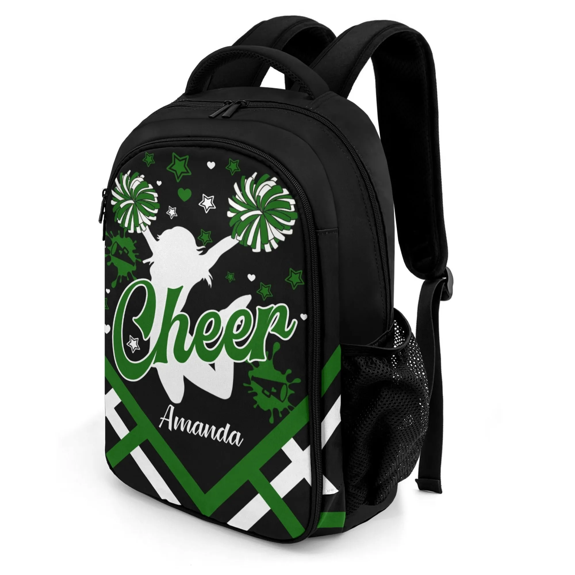 Personalized Cheer Cheerleader Blue Gold Green Orange Purple Red All Over Print Student's Name Backpacks