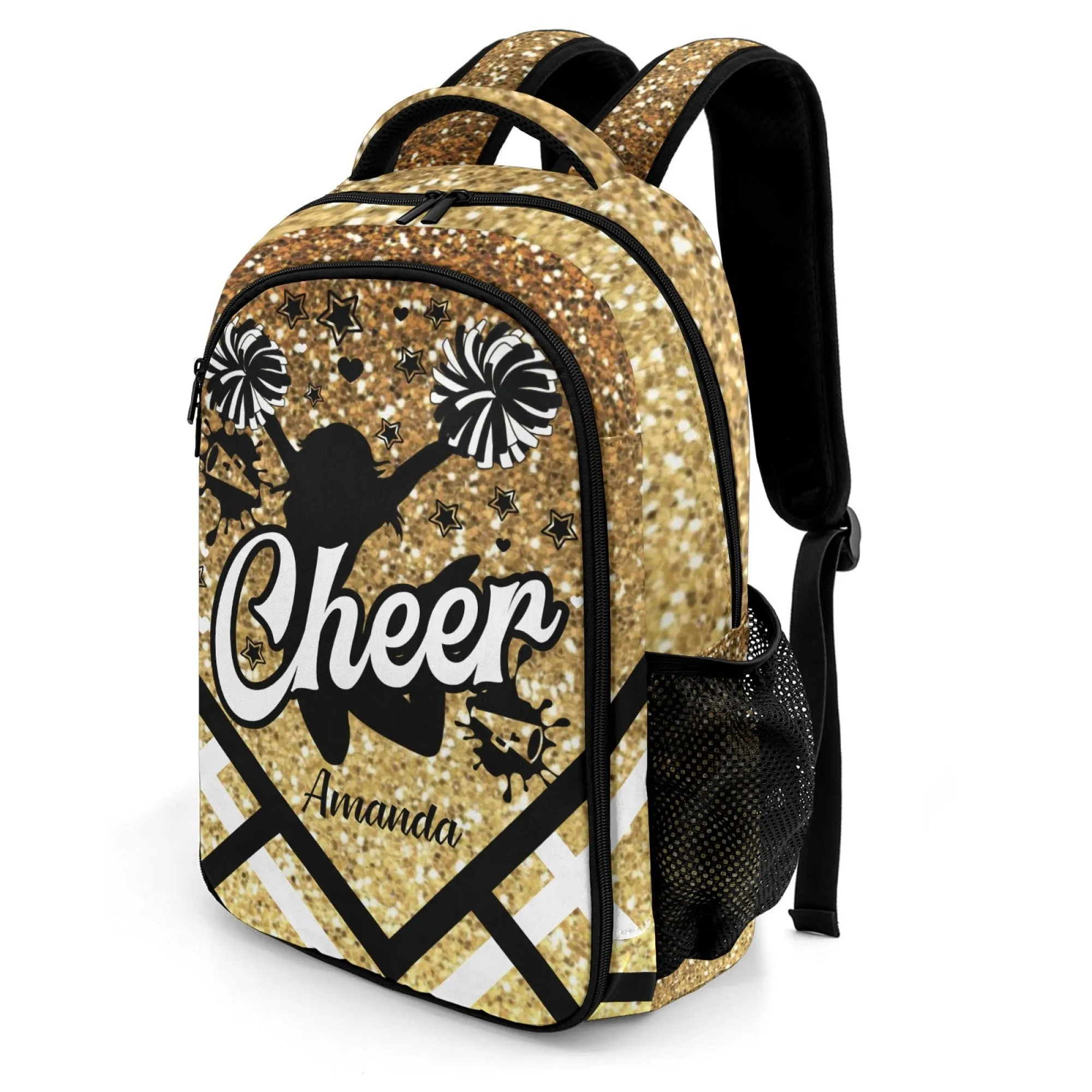 Personalized Cheer Cheerleader Blue Gold Green Orange Purple Red All Over Print Student's Name Backpacks