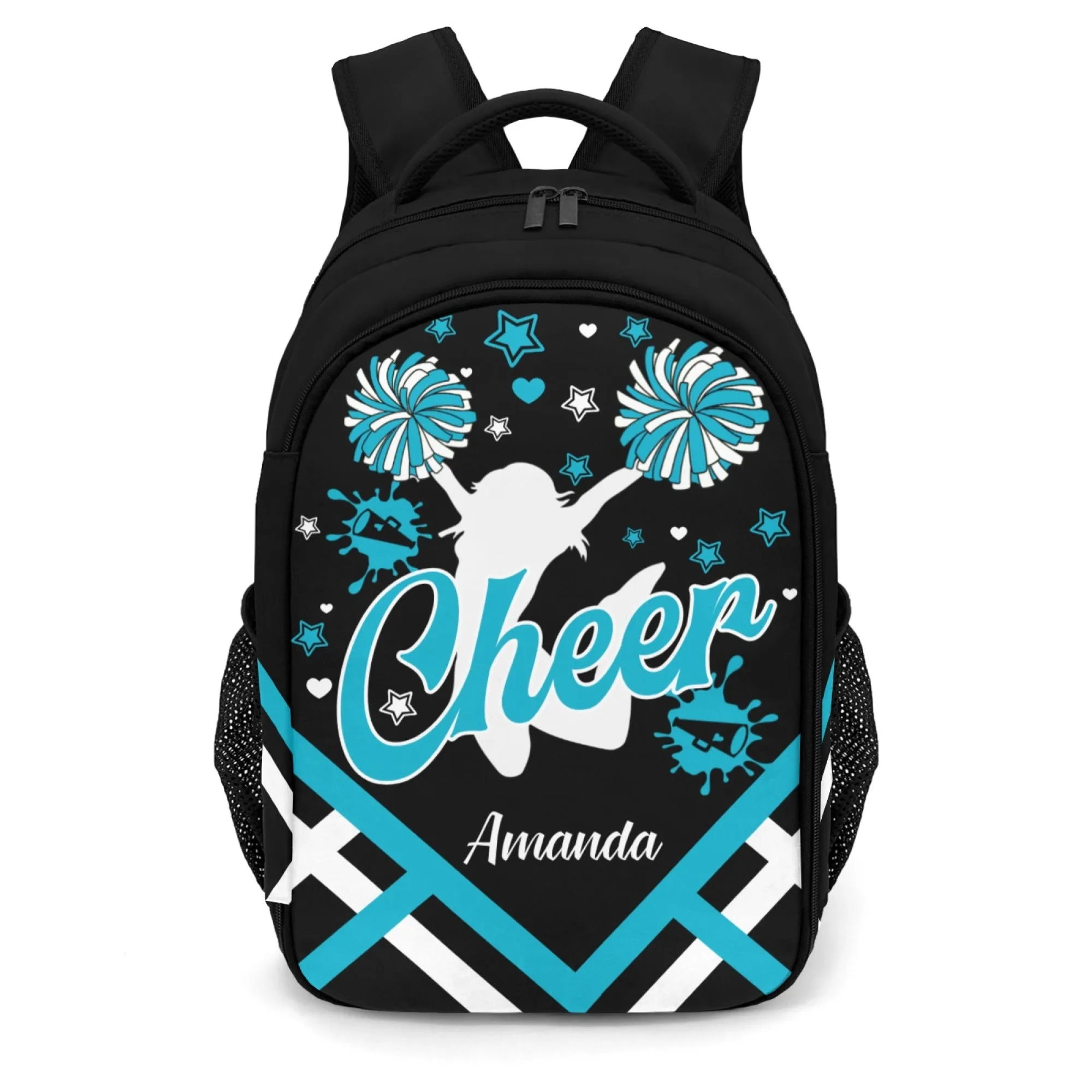 Personalized Cheer Cheerleader Blue Gold Green Orange Purple Red All Over Print Student's Name Backpacks