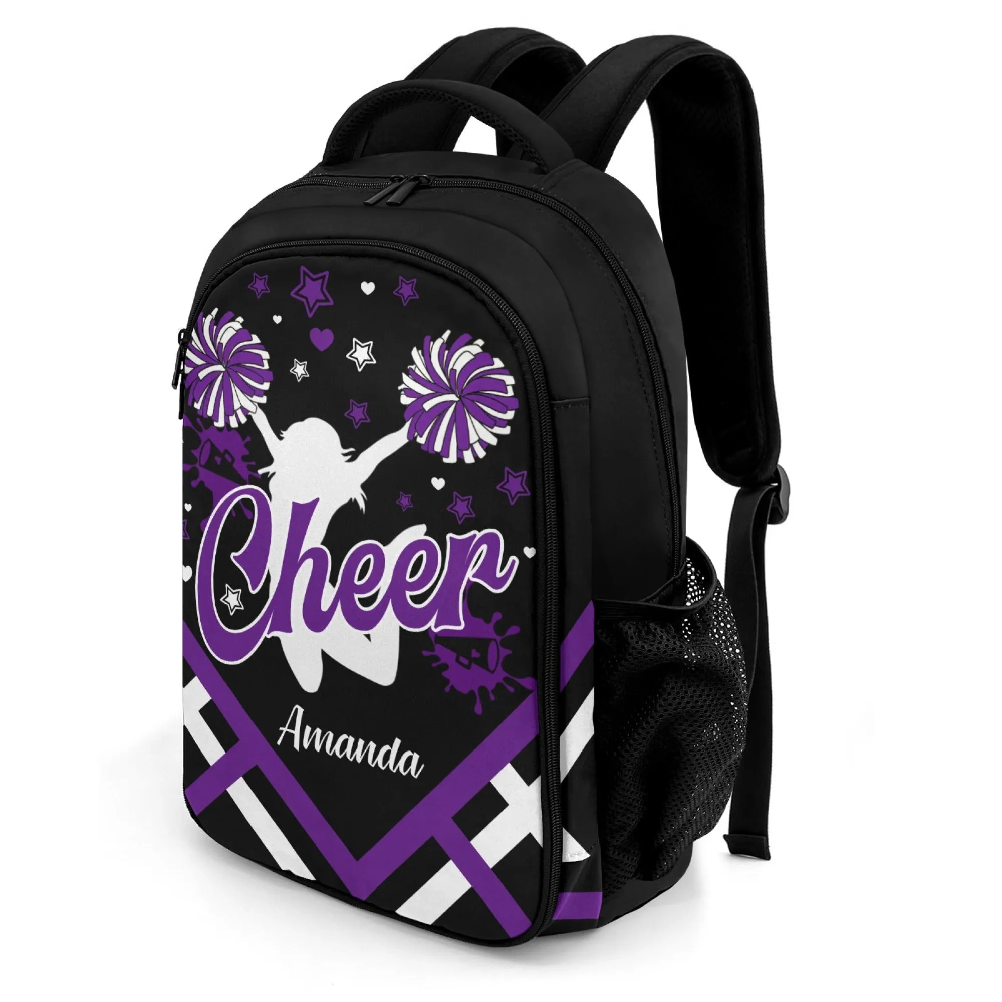 Personalized Cheer Cheerleader Blue Gold Green Orange Purple Red All Over Print Student's Name Backpacks