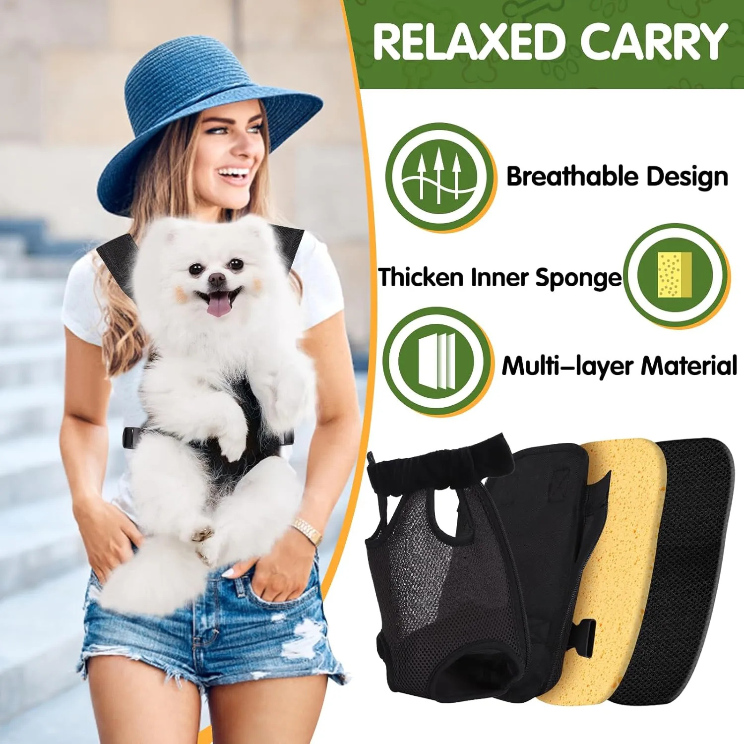 Pet Carrier Backpack, Hands-Free Adjustable Dog Front Carrier Legs Out & Easy-Fit Dog Backpack Carrier for Hiking Camping Traveling Cycling for Small Dogs and Rabbits (Small, Black)