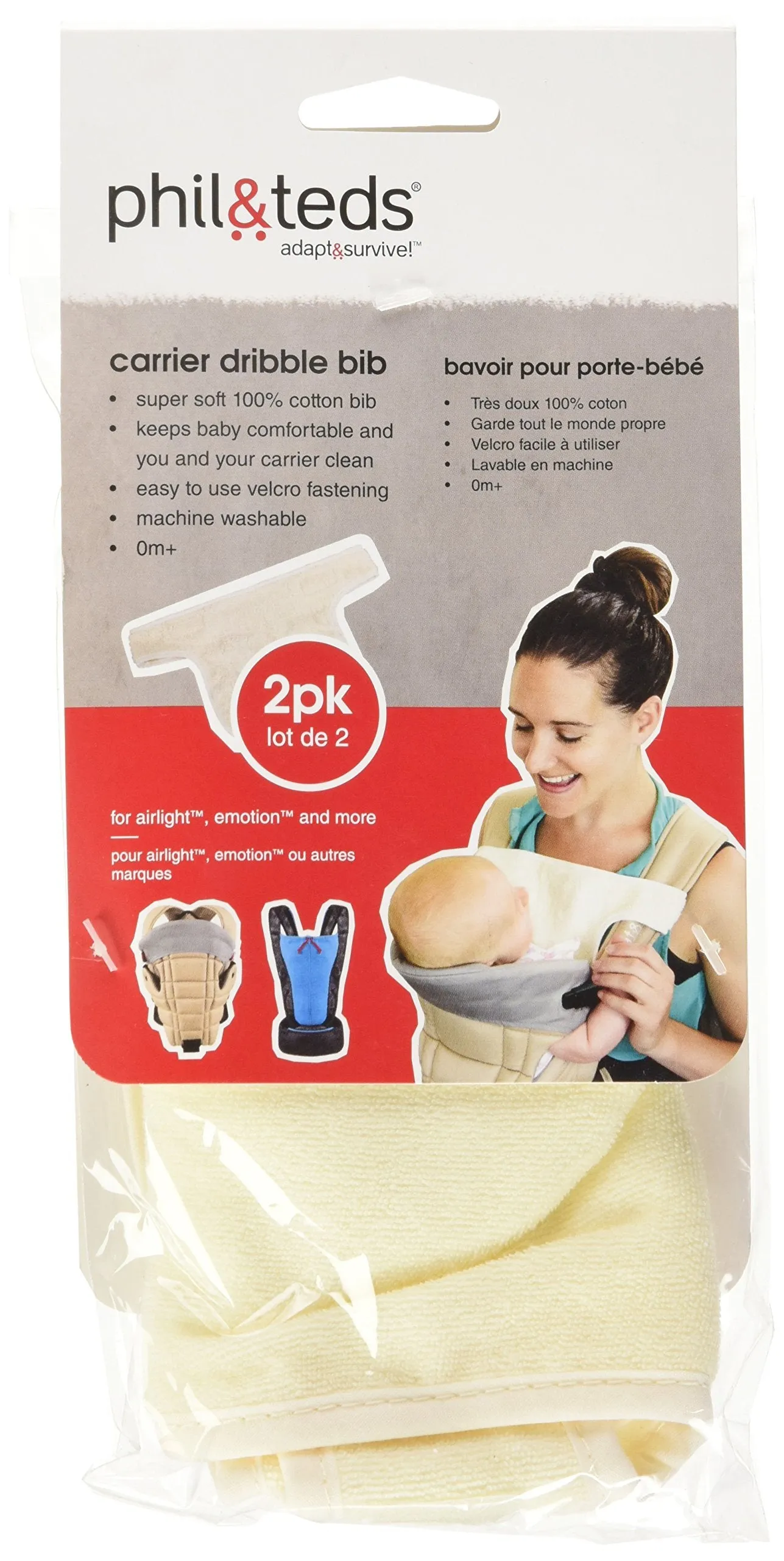 phil&teds Carrier Bib Pack for Airlight and Emotion, Beige, 2 Pack