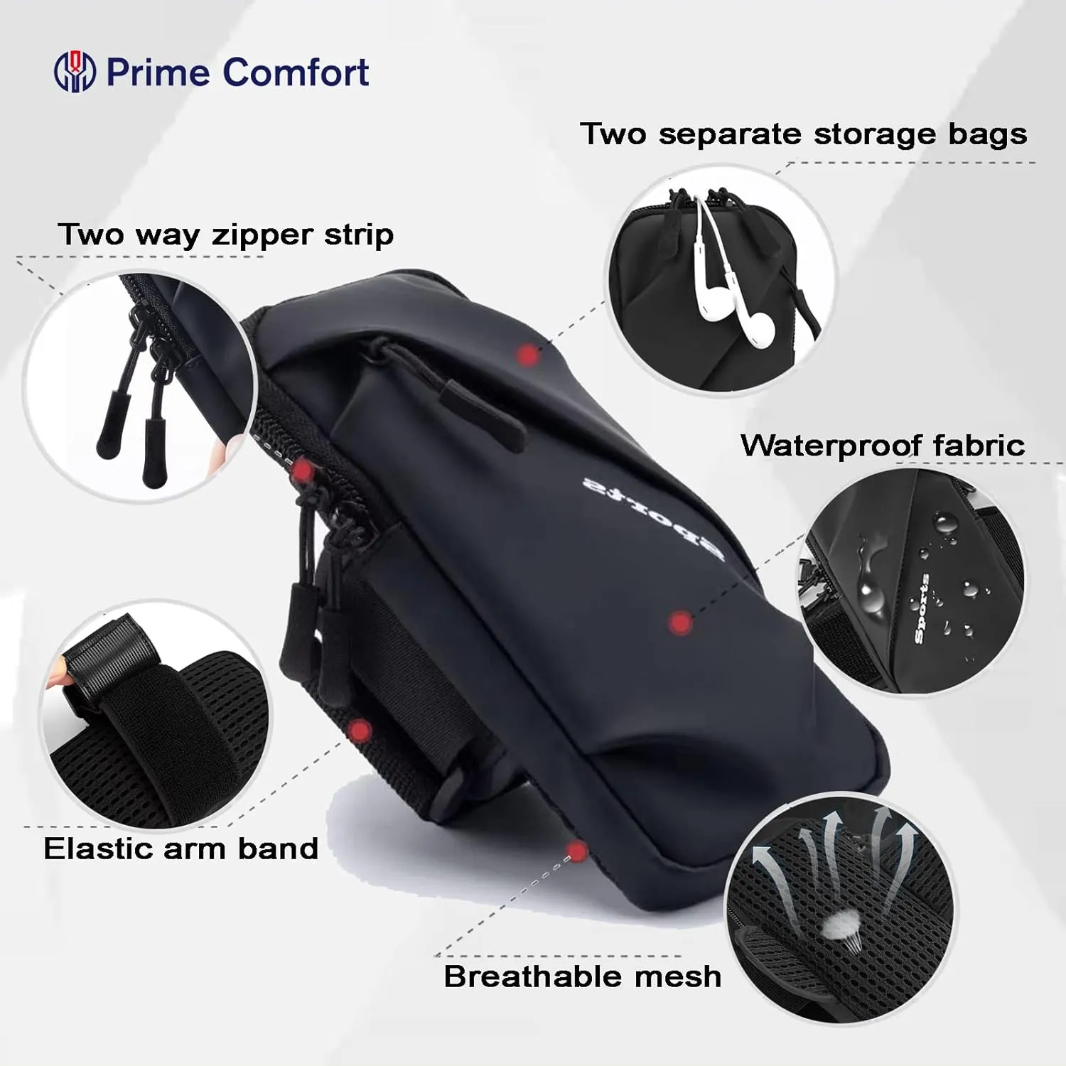 Phone Holder, Small Crossbody Shoulder Holsters Bag with Arm Band, Fits iPhone and Android, Use for Running, Walking, Hiking & Biking (6.7 Inches, Grayish White)