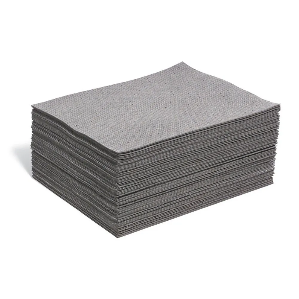 PIG Corporation New Pig Elephant Absorbent Mat Pad, Zigzag Stitching for Extreme Durability, 16 oz Absorbency Per Pad, Mediumweight, Absorbs Oils & Water, 20" x 16.5", Gray (100 Pads), MAT286