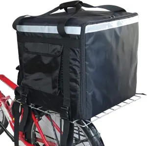 PK-140Z: Huge Heat Insulation Food Delivery Bag for Motorcycle, Big Pizza Delivery Bags for Bicycle/Scooter, 2 Layers, Rigid Frame, Side Loading, 20" x 20" x 20"