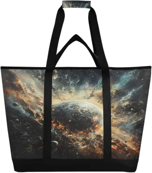 Planetary Bombing Reusable Insulated Lunchbox Cooler Bag, Leakproof Kitchen Grocery Bag Collapsible Portable Cooler Tote Bag for Picnic, Camping, Office, Travel
