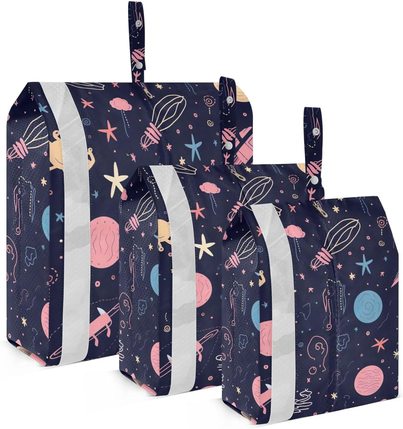 Planets Travel Storage Bag with Lanyard - Portable Lightweight Classified Storage Bag with Zipper, Dust and Waterproof Travel Packing Cube for Suitcase,3 Pieces