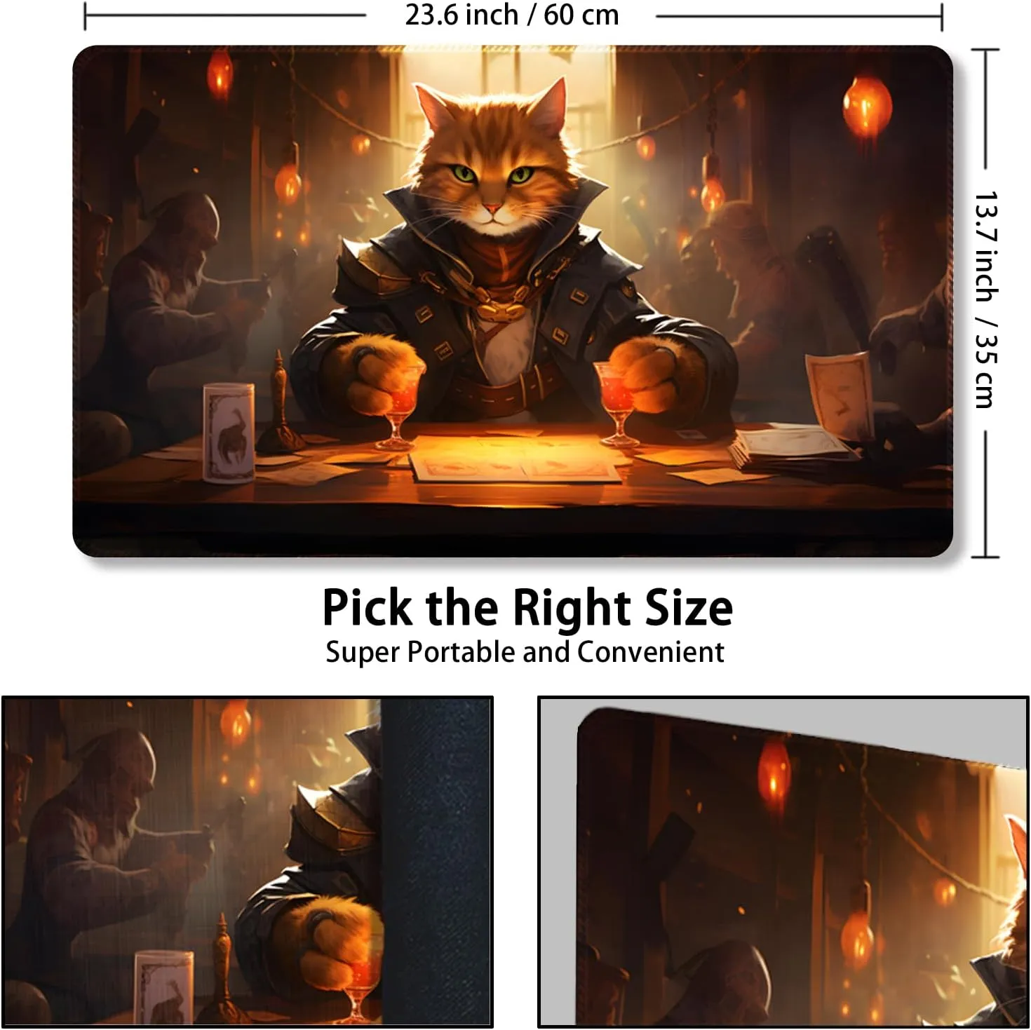 Playmat for MTG, with Free Storage Bags,Game Mat 24 x 14 inches, TCG and Board Game Mat for Cards,Mousepad Desk Mats (Regular)