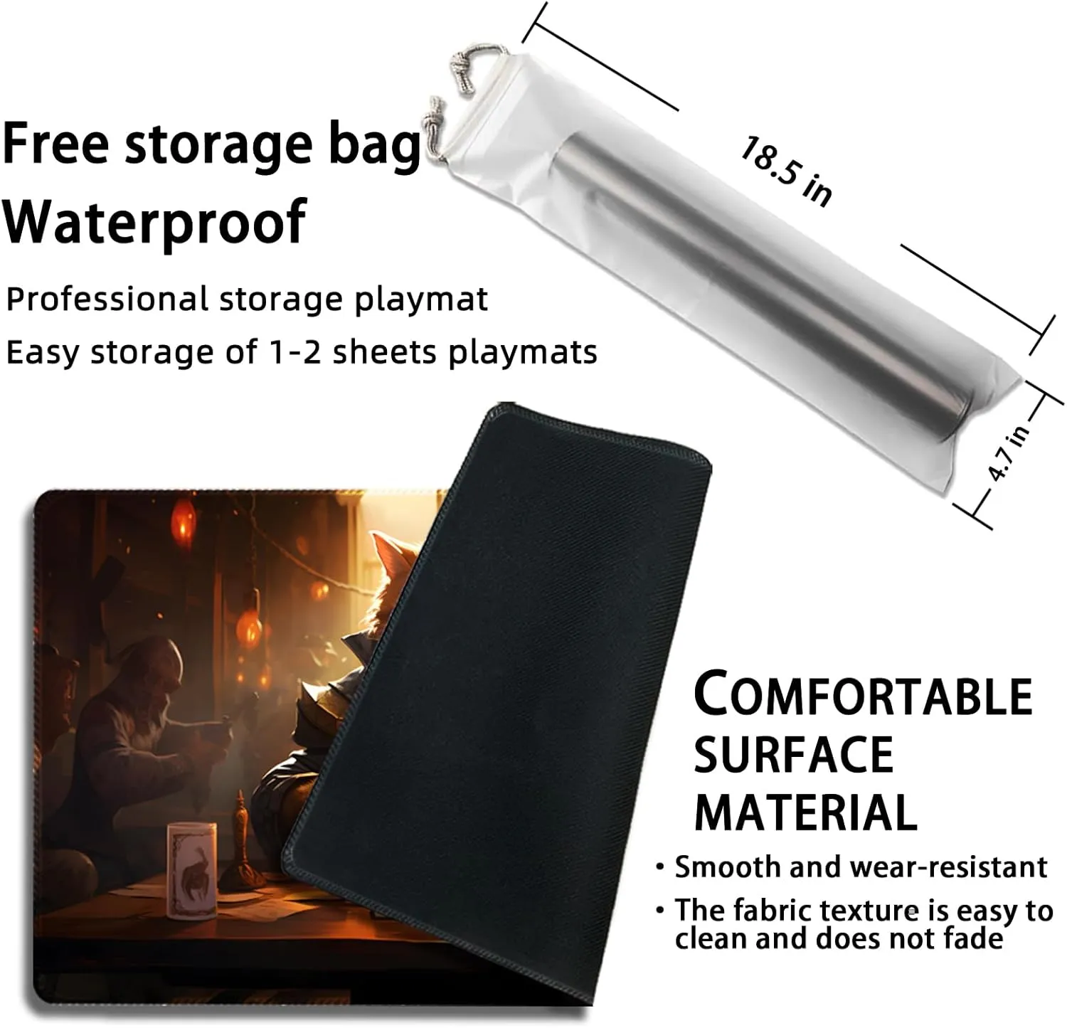 Playmat for MTG, with Free Storage Bags,Game Mat 24 x 14 inches, TCG and Board Game Mat for Cards,Mousepad Desk Mats (Regular)
