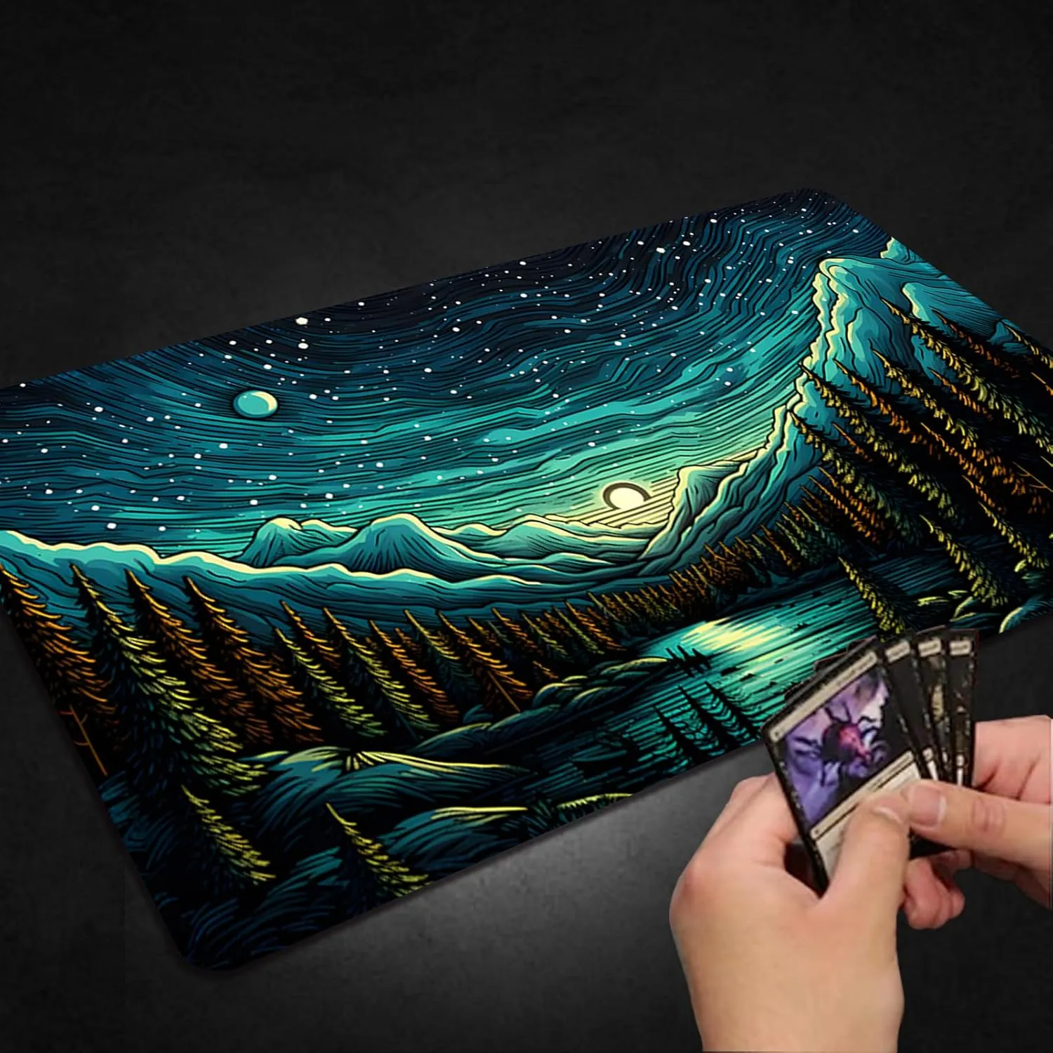 Playmat for MTG, with Free Storage Bags,Game Mat 24 x 14 inches, TCG and Board Game Mat for Cards,Mousepad Desk Mats (Regular,Magic Mat 8)
