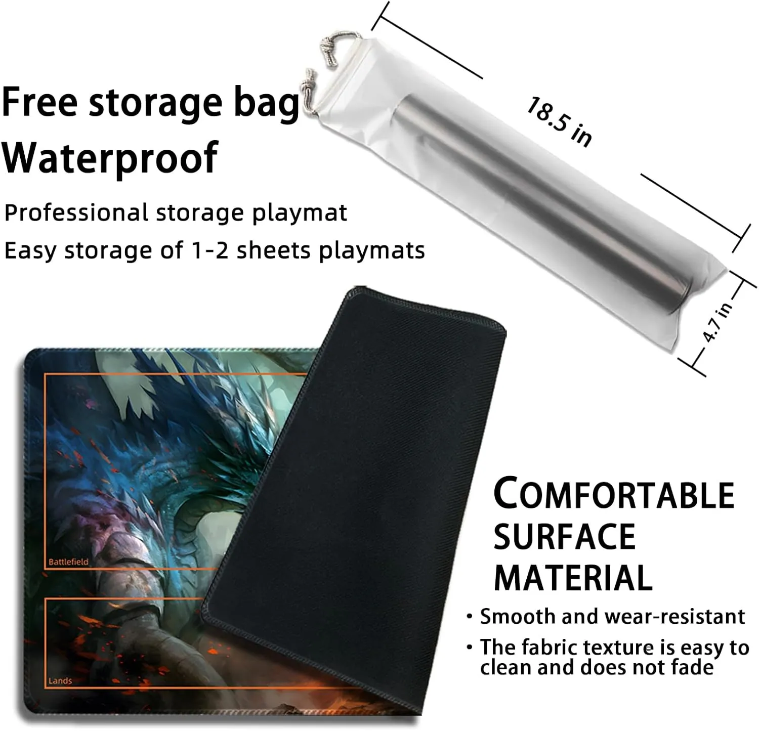 Playmat for MTG, with Free Storage Bags,Game Mat 24 x 14 inches, TCG and Board Game Mat for Cards,Mousepad Desk Mats (with Zones,Magic Mat 3)