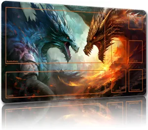 Playmat for MTG, with Free Storage Bags,Game Mat 24 x 14 inches, TCG and Board Game Mat for Cards,Mousepad Desk Mats (with Zones,Magic Mat 3)