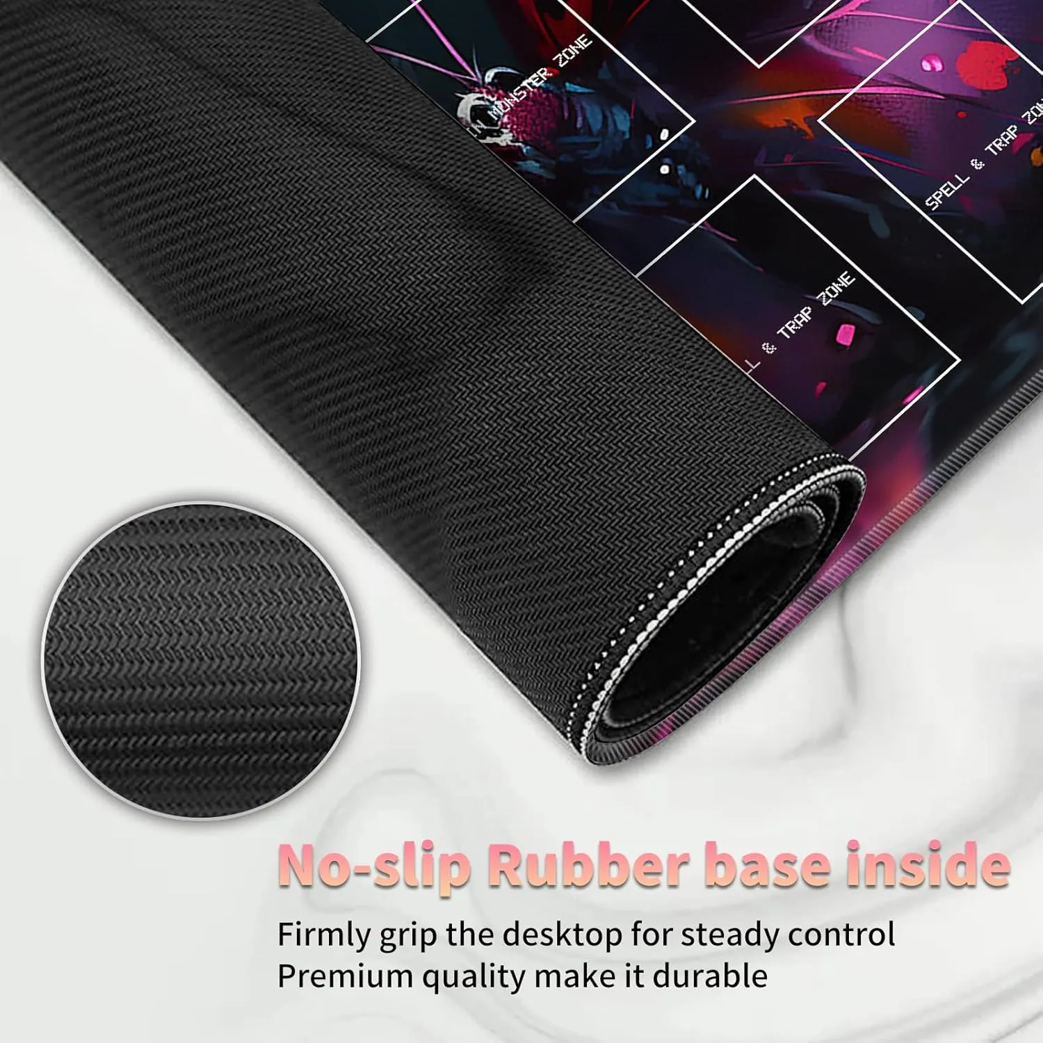 Playmat for OCG, Card Game Mat Non-Slip Rubber Base and Stitched, 24 x 14 in TCG Play Mat with Zones for CCG and Other Card Games, Colorful Butterfly