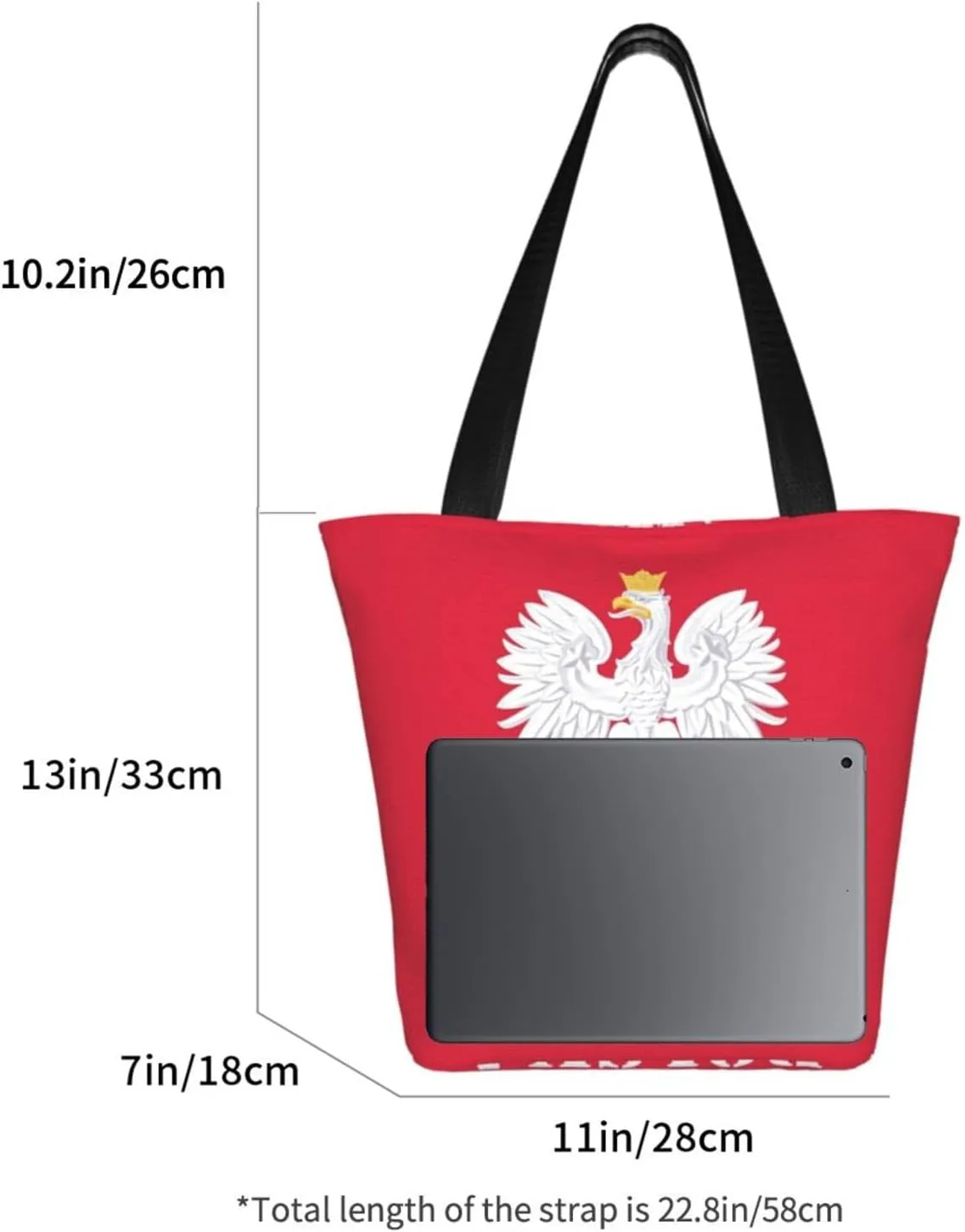 Polish Flag Poland Polska Women's Tote Bag Shoulder Bag Shopping Handbag Large Capacity Handbag With Zipper