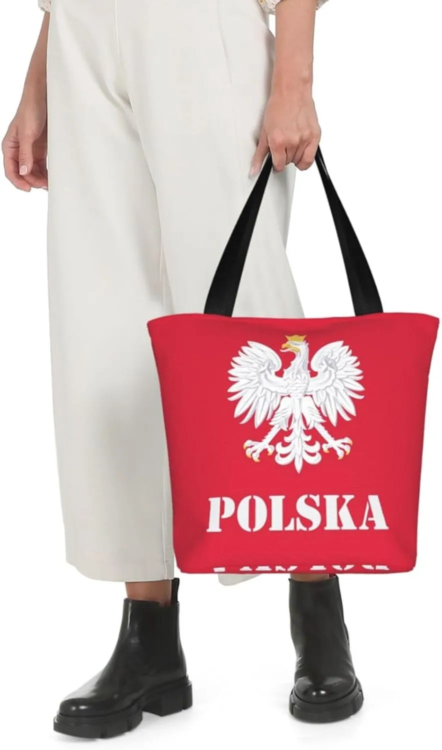 Polish Flag Poland Polska Women's Tote Bag Shoulder Bag Shopping Handbag Large Capacity Handbag With Zipper