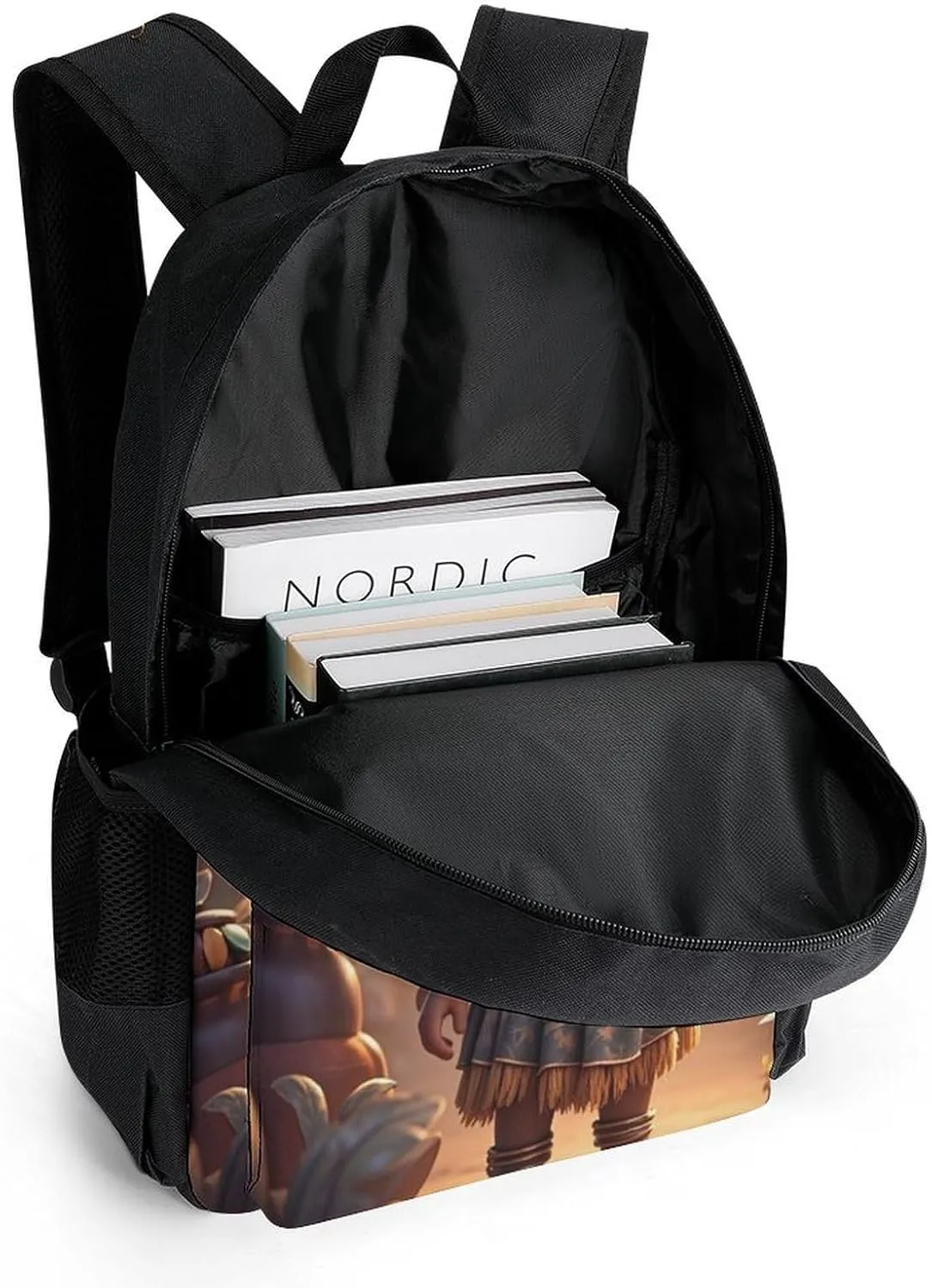 Polyester Daypack Backpack for Trekking Picnic Walking Cycling - Large Capacity Anti-Theft Multipurpose Shoulder Bag, Vintage Afro American Black Woman Tribal Art Casual Daypack