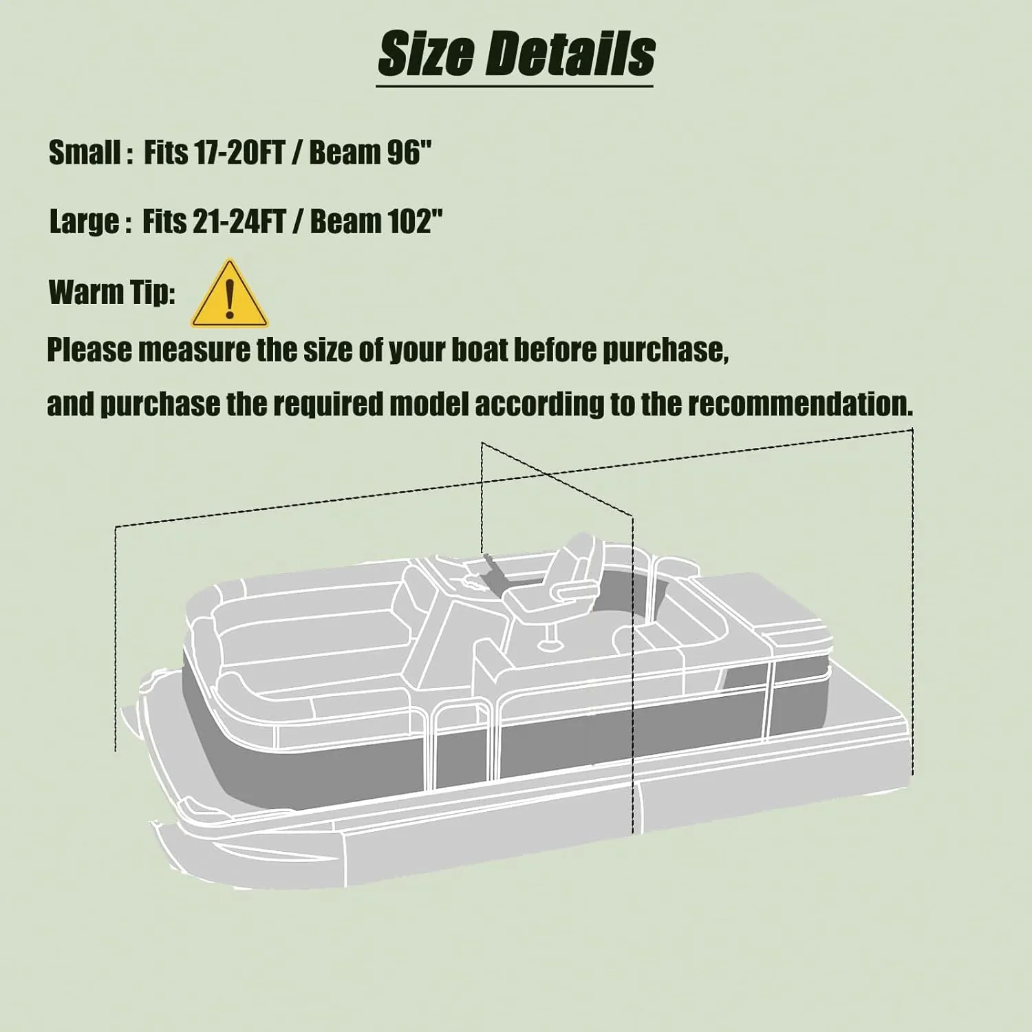 Pontoon Boat Covers 21-24 ft Waterproof PU Coating Marine Grade 420D Polyester UV-Proof with Windproof Buckle Straps Trailerable Boat Cover