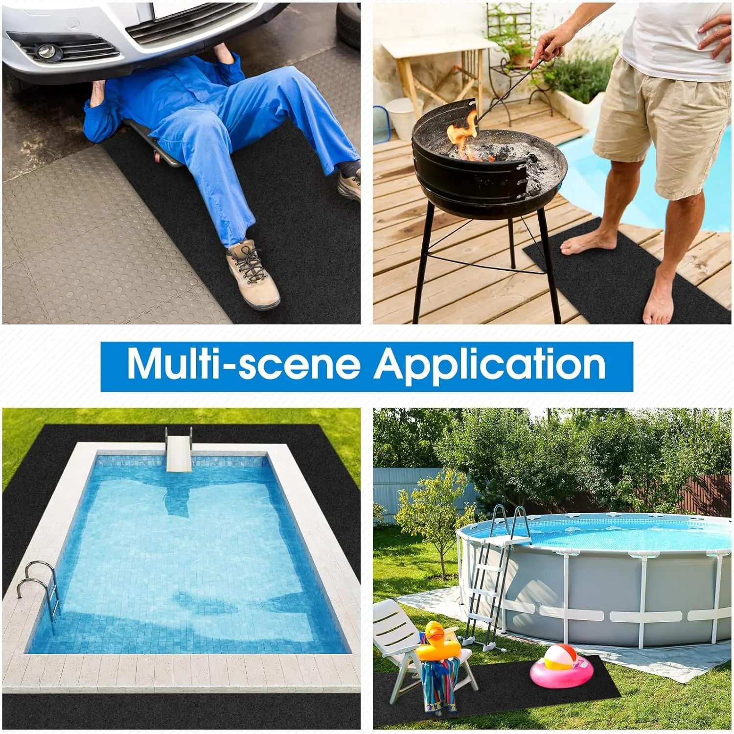 Pools Floor Protector Pathways Above Ground Mat Pool Mat - Absorb Water Pools Ground Walkways- Pool Spa Floor Mat Pad for Above Ground Pools, Spas, Hot Tubs(Gray,20ftx16inch)
