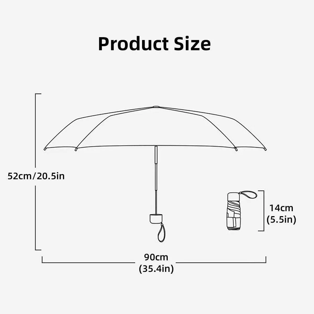 Portable Five Fold Sun Protection Umbrella Compact Travel Folding Umbrella