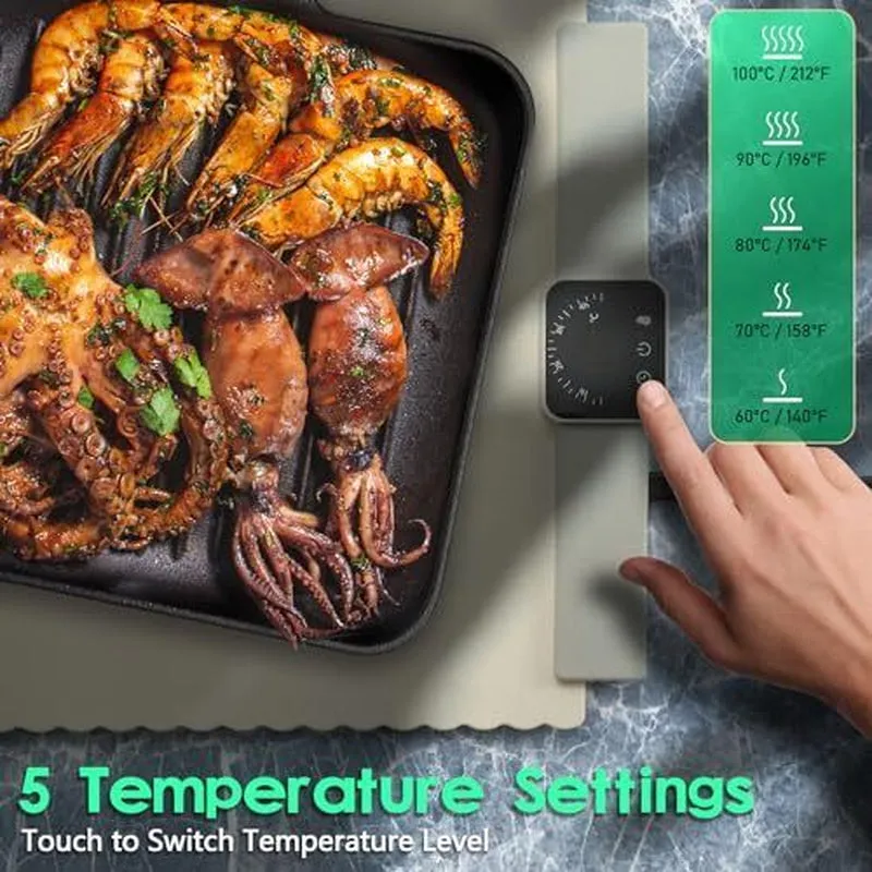 Portable Food Warmer Silicone Heating Mat for Food, 4 Temperature