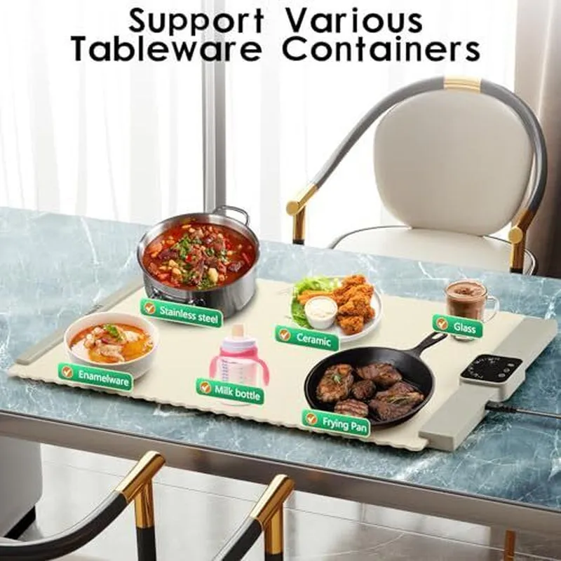 Portable Food Warmer Silicone Heating Mat for Food, 4 Temperature