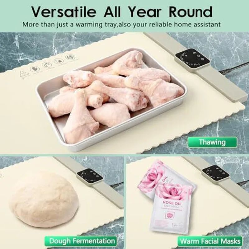 Portable Food Warmer Silicone Heating Mat for Food, 4 Temperature