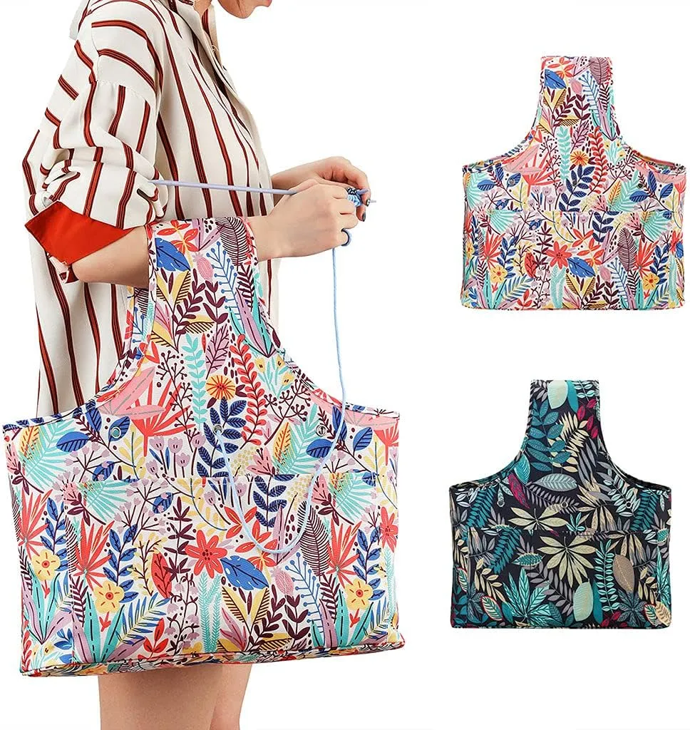 Portable Wools Storage Bag One-shoulder Printed Wools Yarn Crochet Hooks Storage Bag Travel Finishing Bag for Women