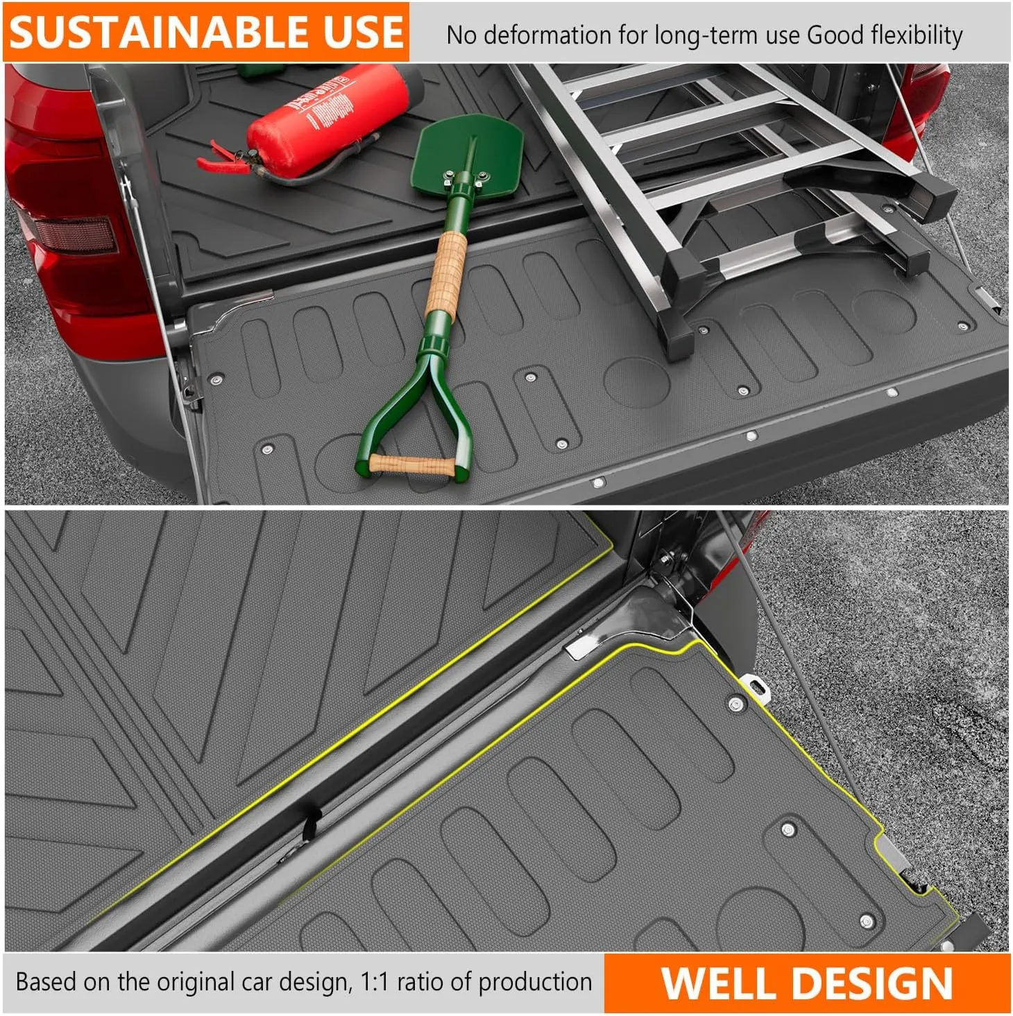 powoq Truck Bed Mat Compatible with 2022-2025 Ford Maverick Tailgate Mat Truck Bed Liner Tailgate Protector All Weather Replacement for 2022-2024 2025 Ford Maverick Accessories(Bed Mat Tailgate Mat)