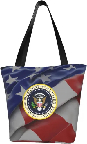 Presidential Seal United States Women'S Casual One Shoulder Carry Shopping Bag Large Capacity Working Storage Handbag