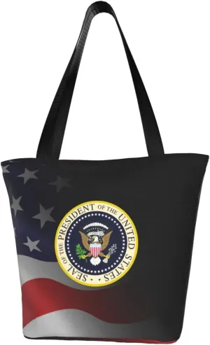 Presidential Seal United States Women'S Casual One Shoulder Carry Shopping Bag Large Capacity Working Storage Handbag