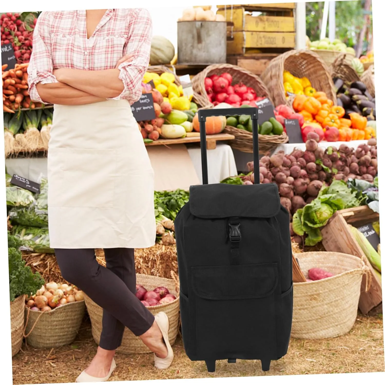 PRETYZOOM Heavy Duty Trolley Cart Replacement Bag Shopping Cart Cloth Bag with Side Pocket for Outdoor Shopping and Travel Oxford Foldable Design