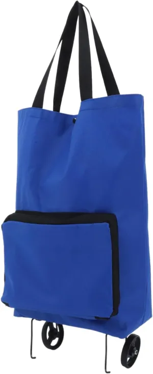 PRETYZOOM Portable Folding Shopping Cart with Wheels Capacity Rolling Bag for Groceries Trolley Bag with Silent Wheels Reusable Shopping Tote for