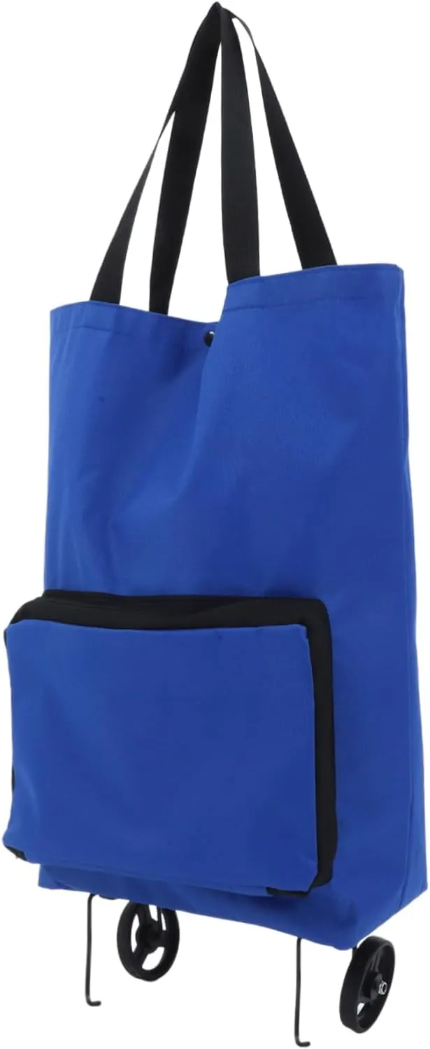 PRETYZOOM Portable Folding Shopping Cart with Wheels Capacity Rolling Bag for Groceries Trolley Bag with Silent Wheels Reusable Shopping Tote for
