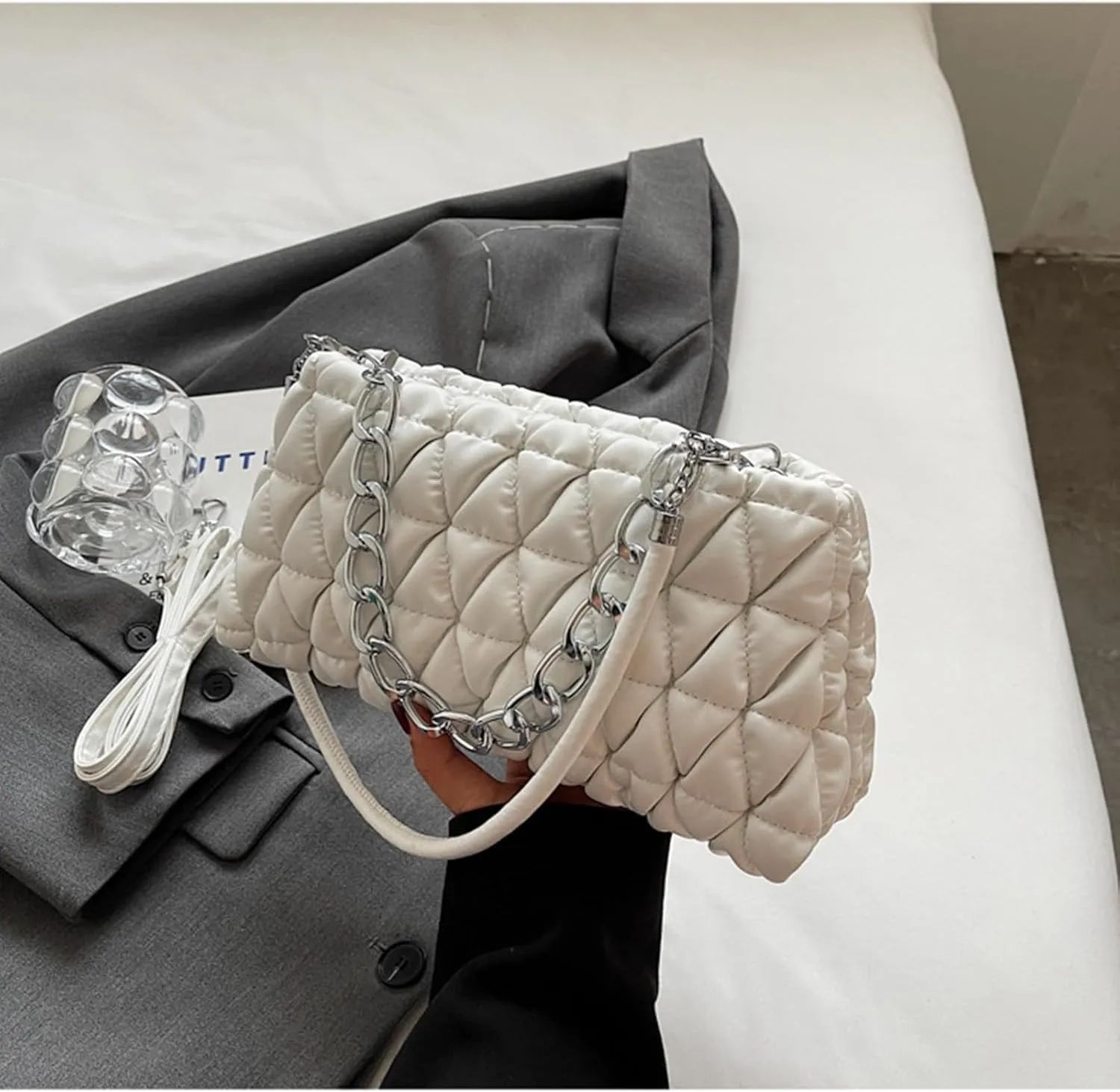 PU Leather Crossbody Bag Ladies Shoulder Top Handle Chain Bags Handbag Purse Evening Bag