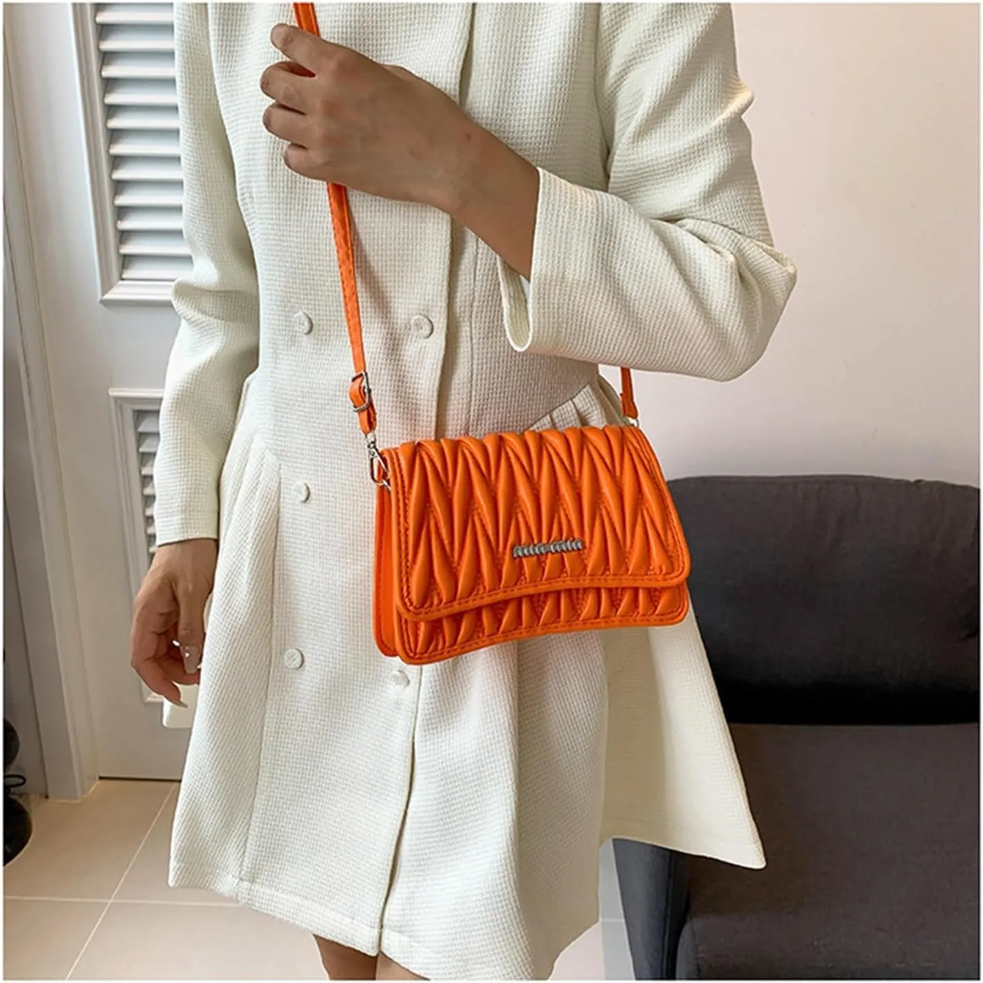PU Leather Crossbody Bag Shoulder Bag for Women Flap Purse with Adjustable Strap Satchel Bag for Work Travel