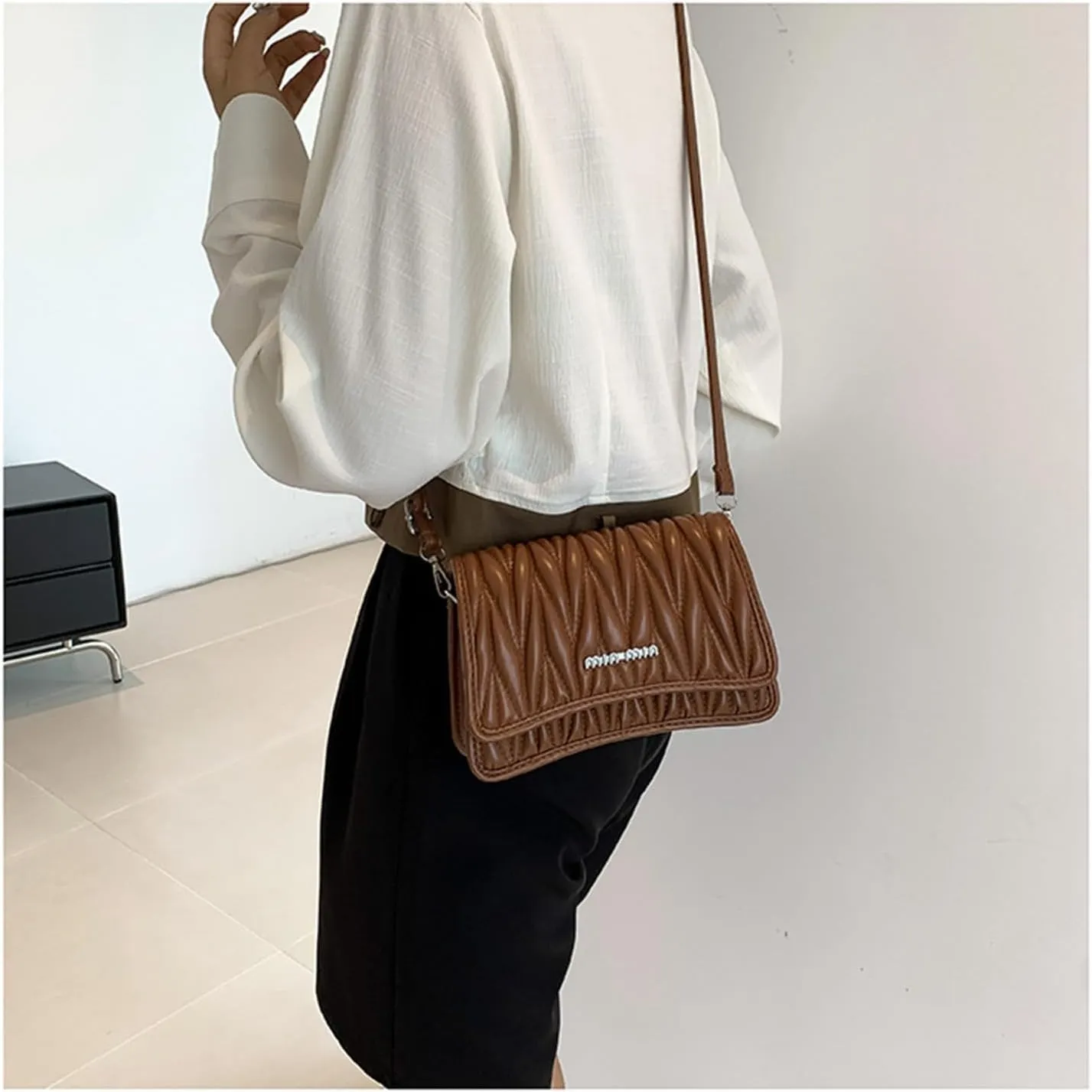 PU Leather Crossbody Bag Shoulder Bag for Women Flap Purse with Adjustable Strap Satchel Bag for Work Travel