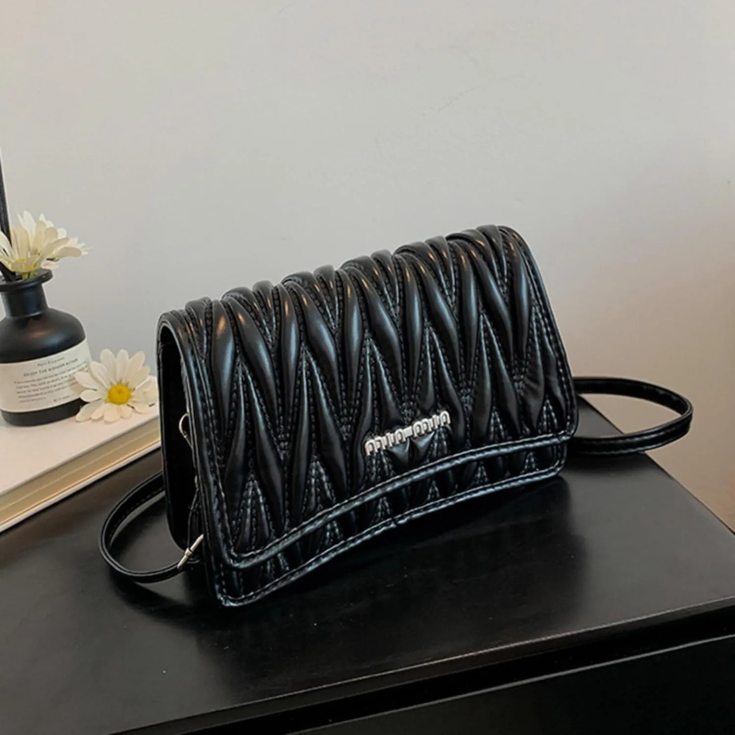 PU Leather Crossbody Bag Shoulder Bag for Women Flap Purse with Adjustable Strap Satchel Bag for Work Travel