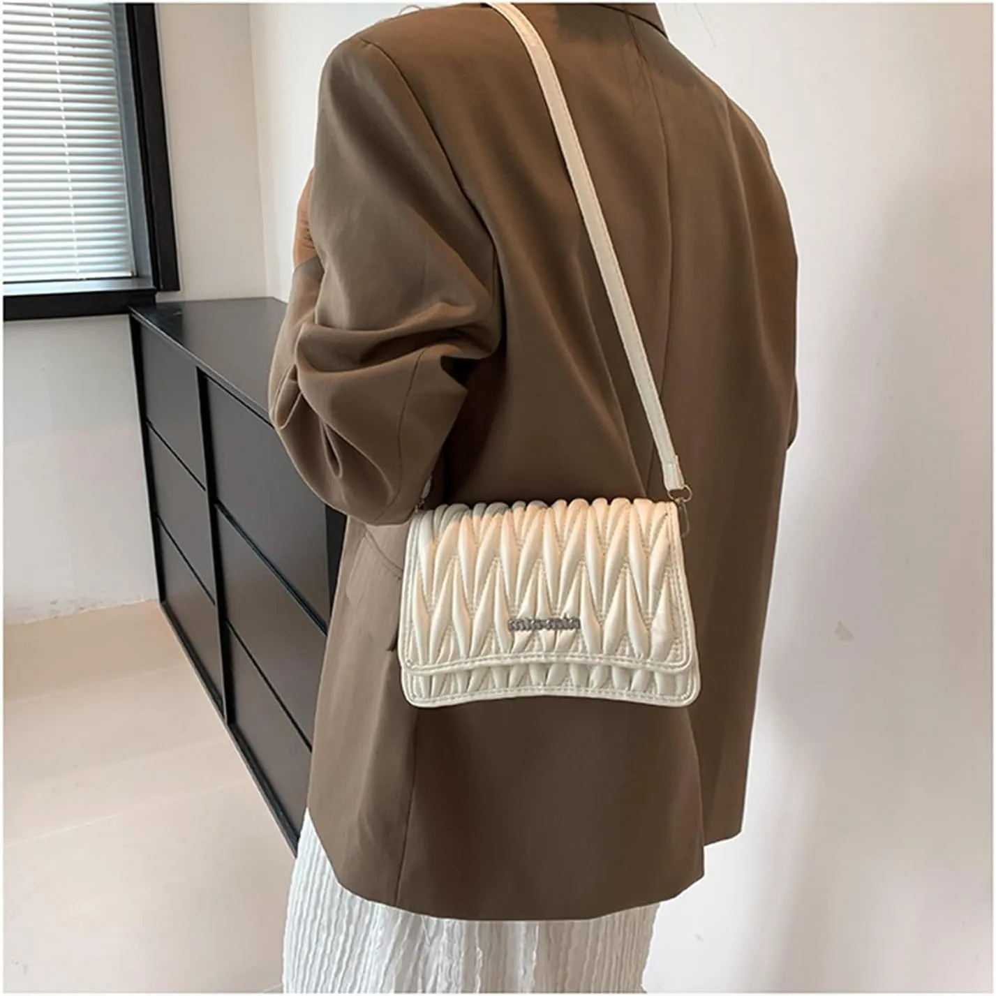 PU Leather Crossbody Bag Shoulder Bag for Women Flap Purse with Adjustable Strap Satchel Bag for Work Travel