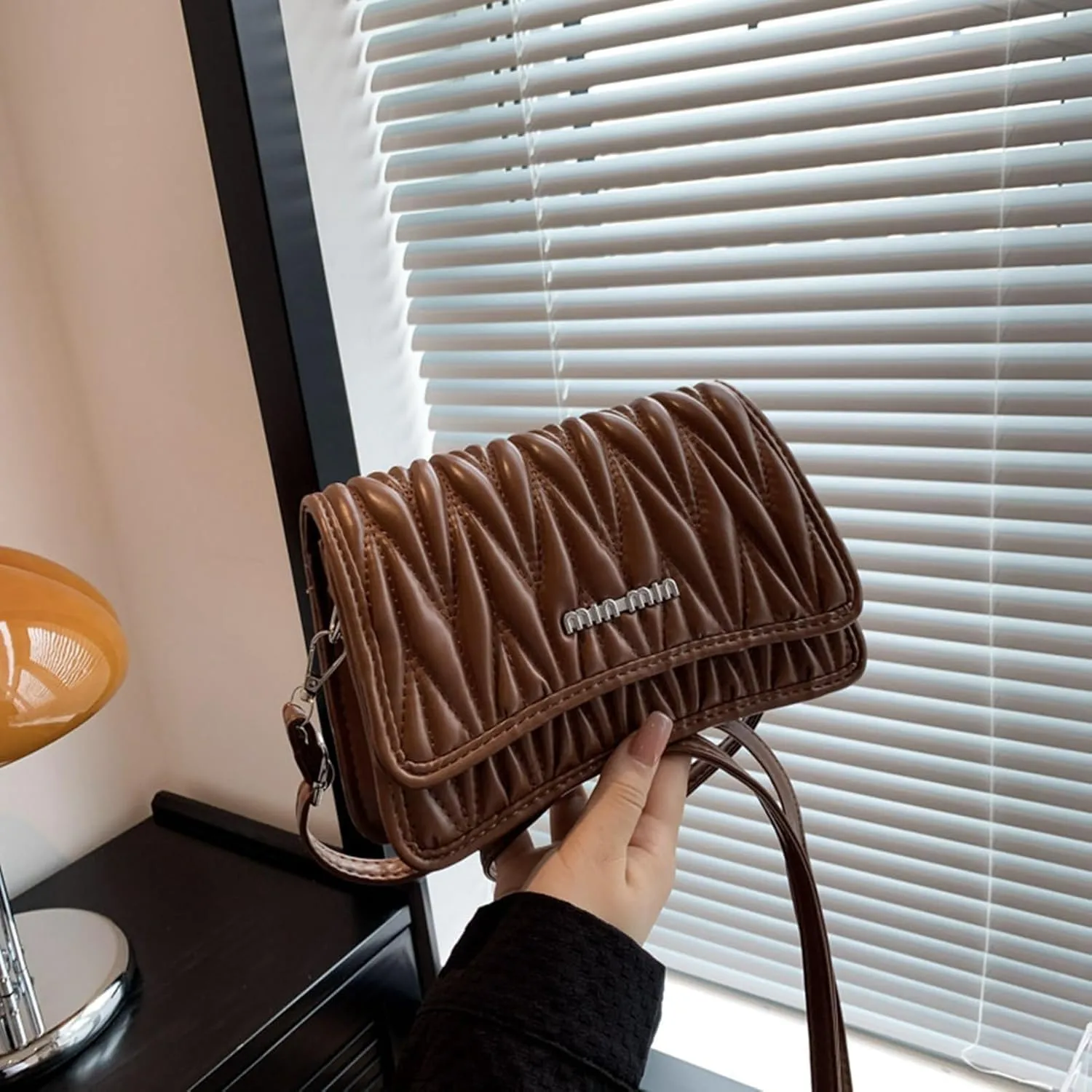 PU Leather Crossbody Bag Shoulder Bag for Women Flap Purse with Adjustable Strap Satchel Bag for Work Travel