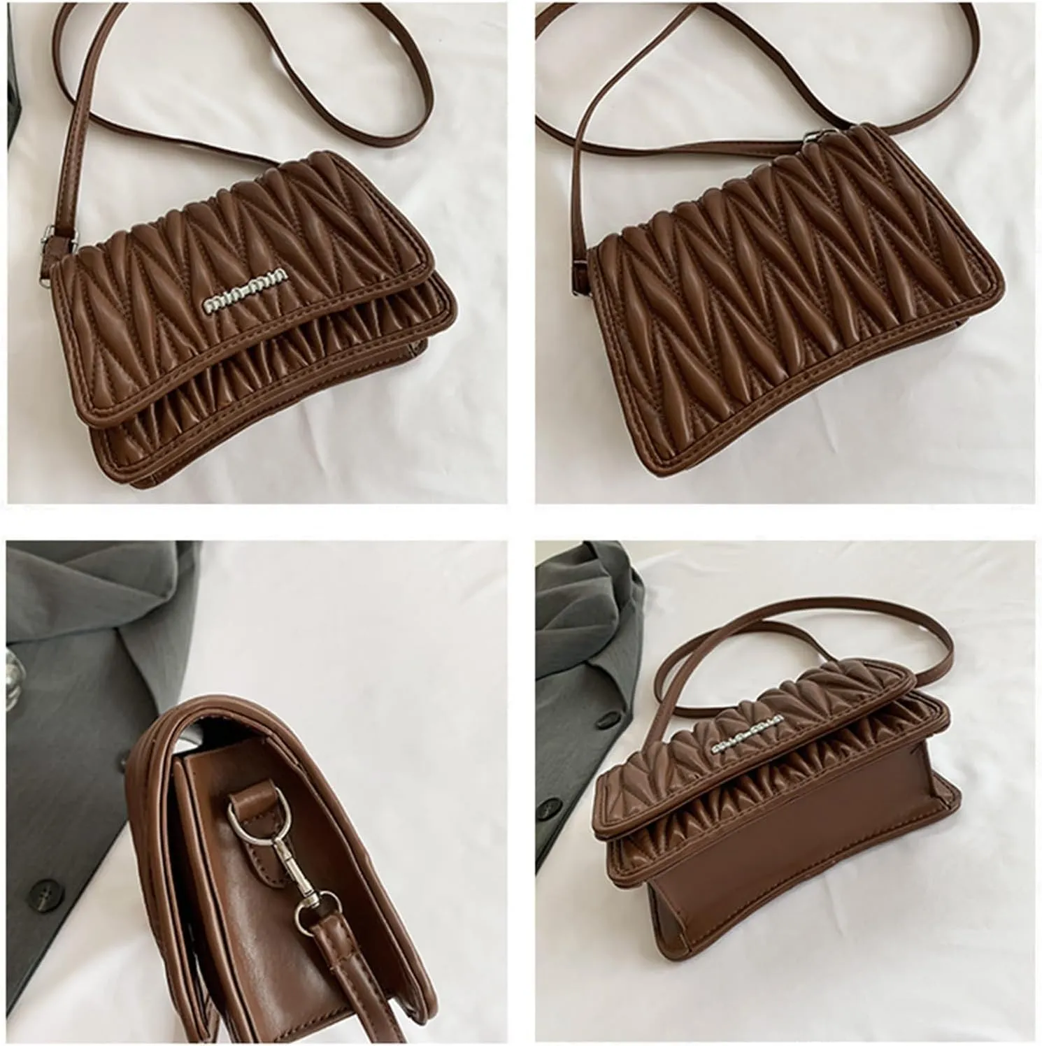 PU Leather Crossbody Bag Shoulder Bag for Women Flap Purse with Adjustable Strap Satchel Bag for Work Travel