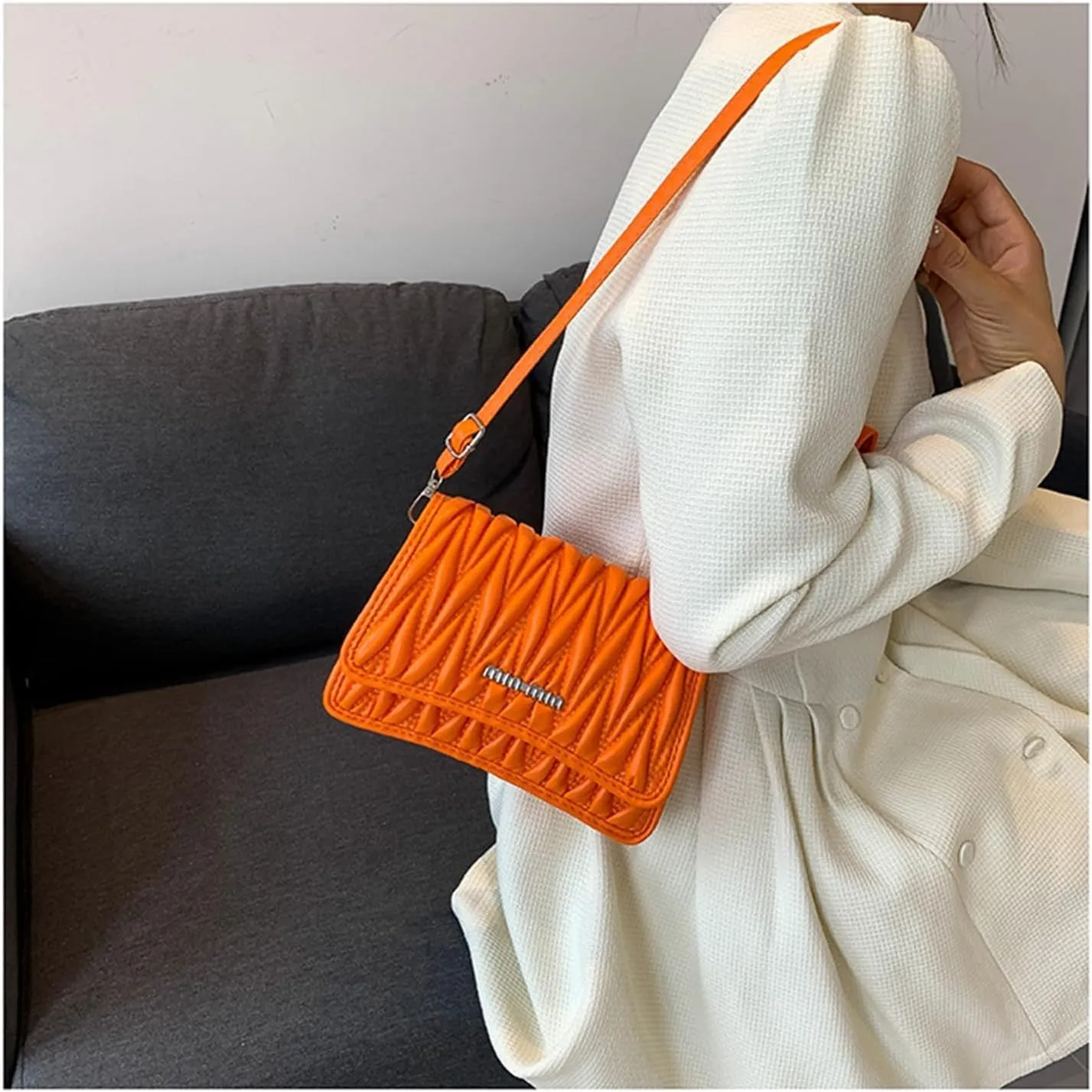 PU Leather Crossbody Bag Shoulder Bag for Women Flap Purse with Adjustable Strap Satchel Bag for Work Travel