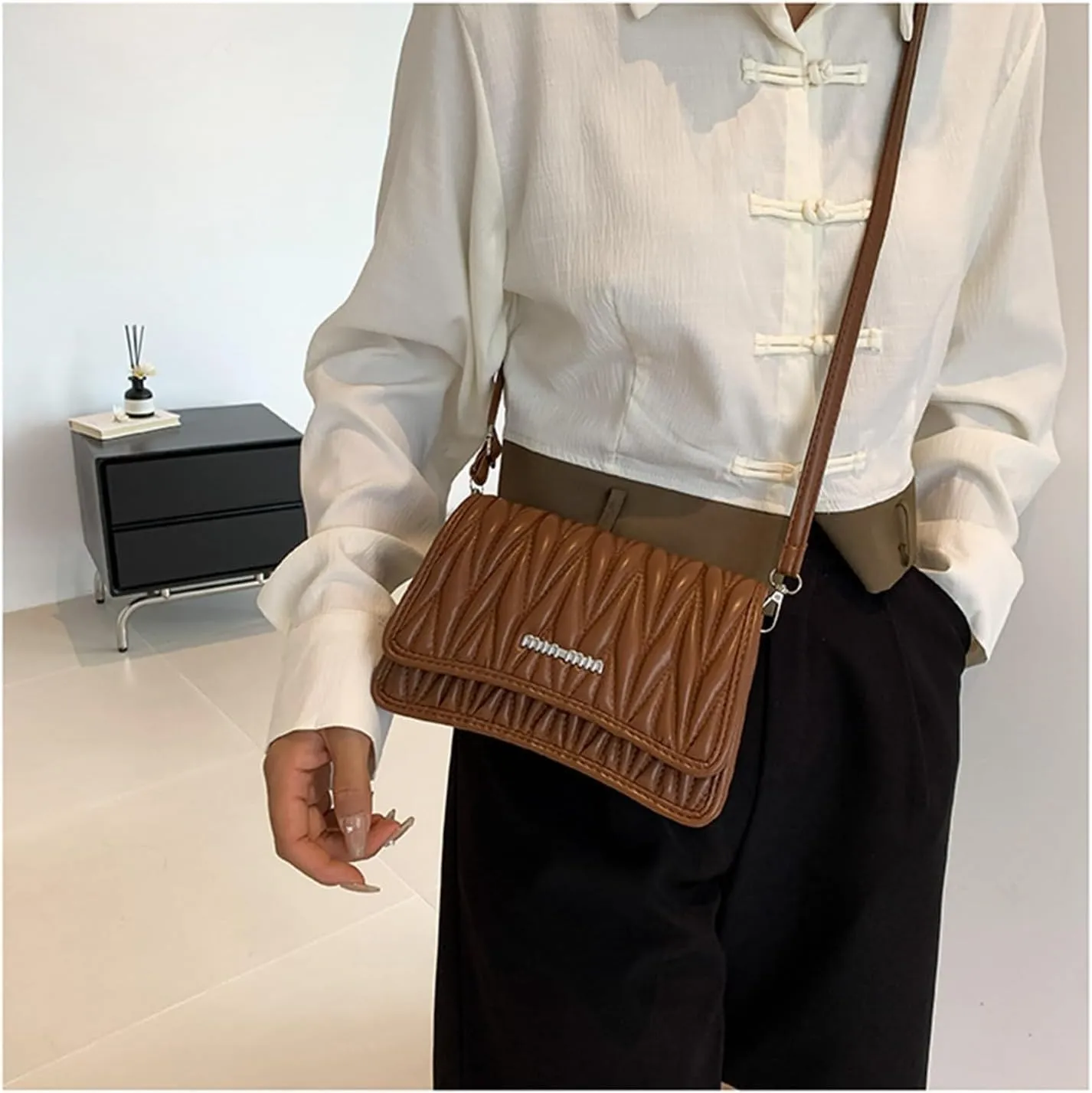 PU Leather Crossbody Bag Shoulder Bag for Women Flap Purse with Adjustable Strap Satchel Bag for Work Travel