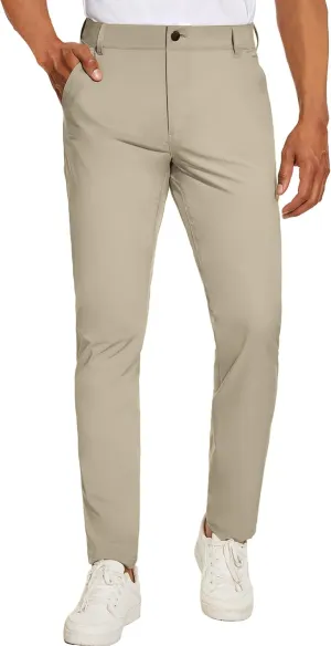 PULI Golf Pants Men Stretch Slim Fit Lightweight Waterproof Dress Casual Hiking Work Pants with Pockets