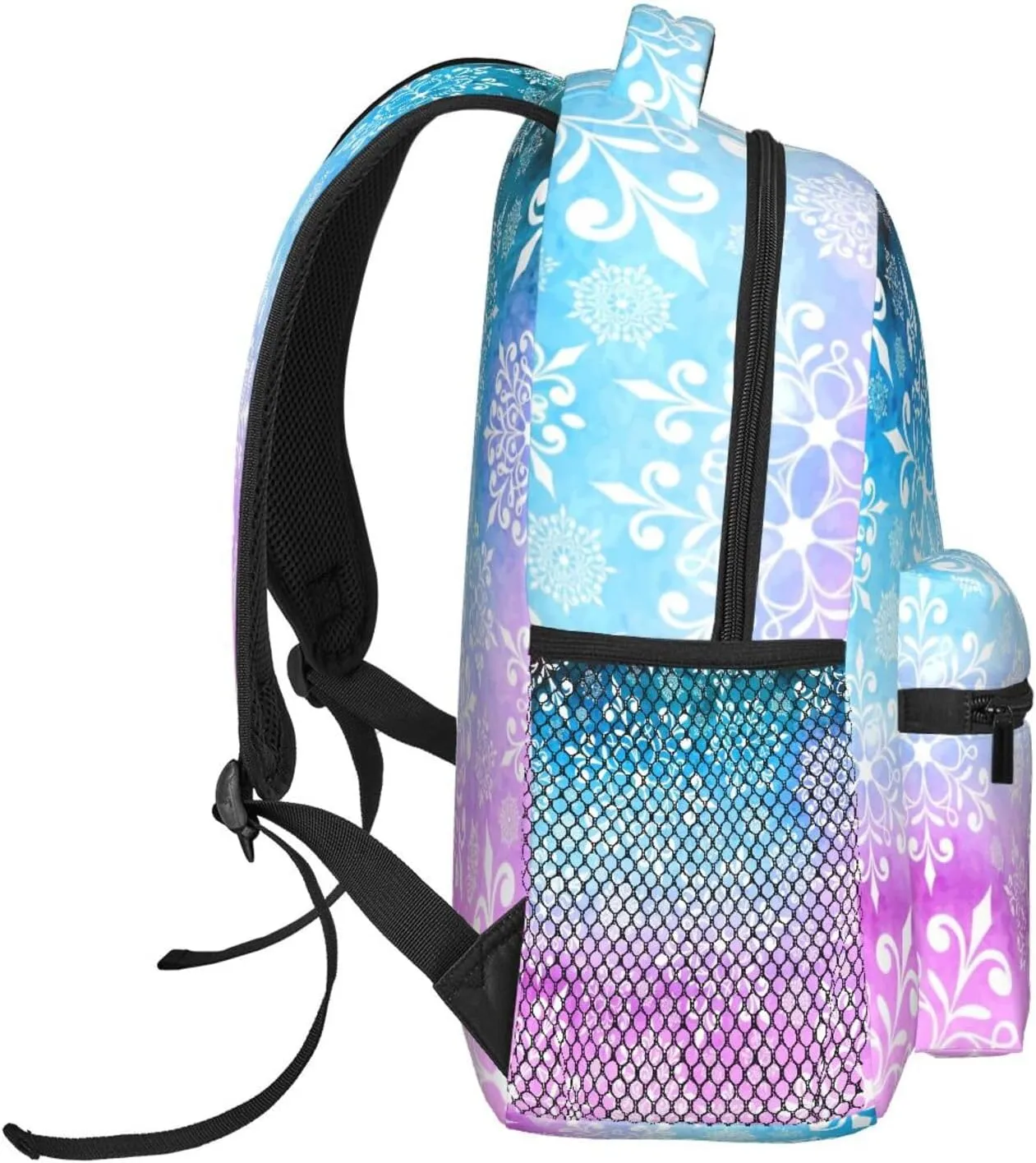 Purple Blue Snowflake Christmas Casual Backpack Travel Laptop Backpacks Lightweight Daypack Large Capacity Rucksack Notebook Bags Business Work Bag for Yoga Beach Hiking